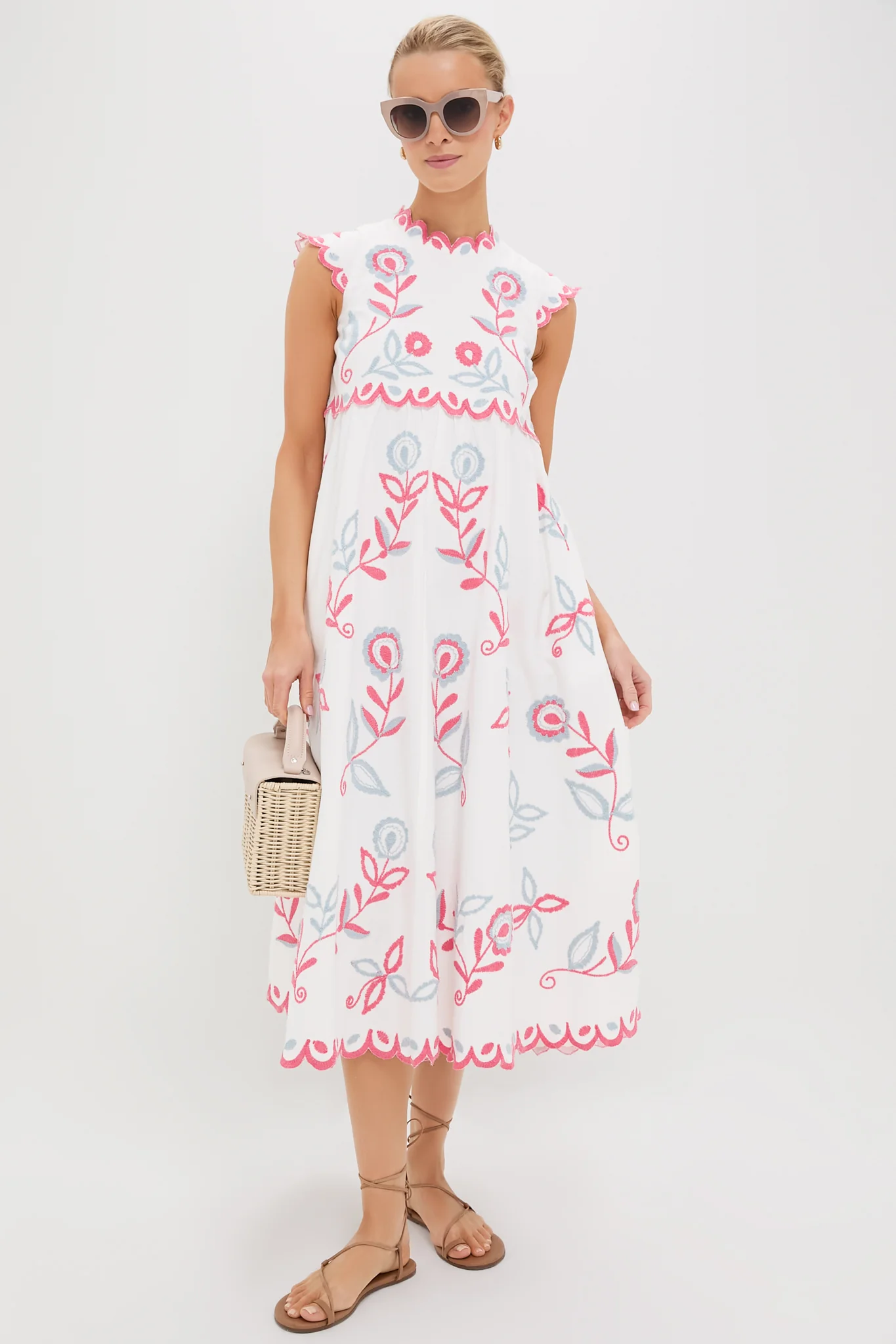Multi Eevi Embroidered Twill Short Sleeve Dress - Image 2