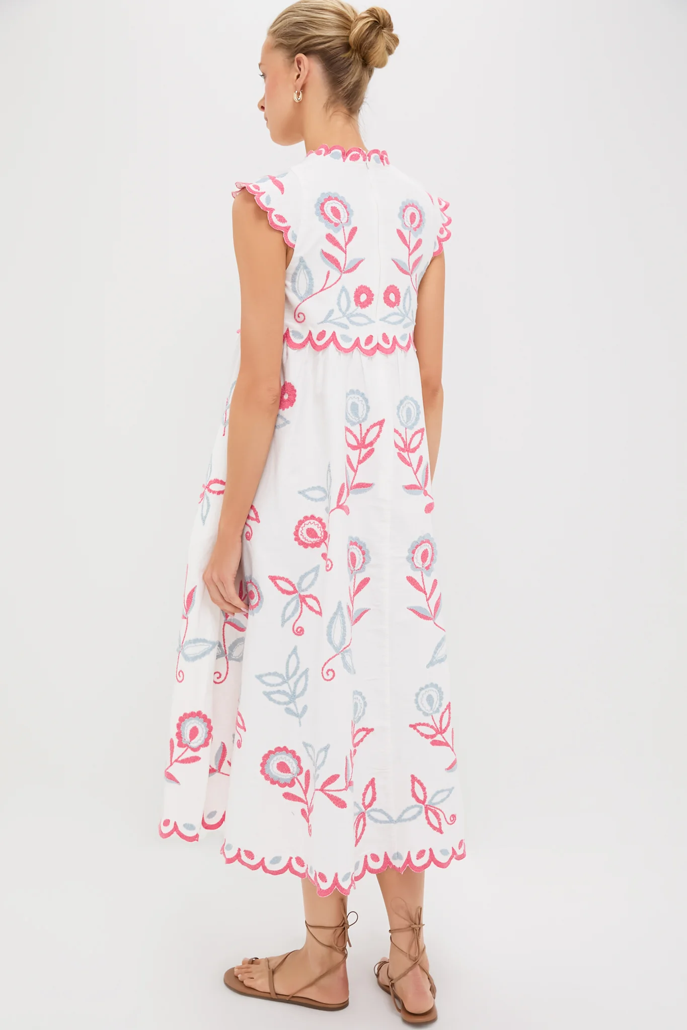 Multi Eevi Embroidered Twill Short Sleeve Dress - Image 4