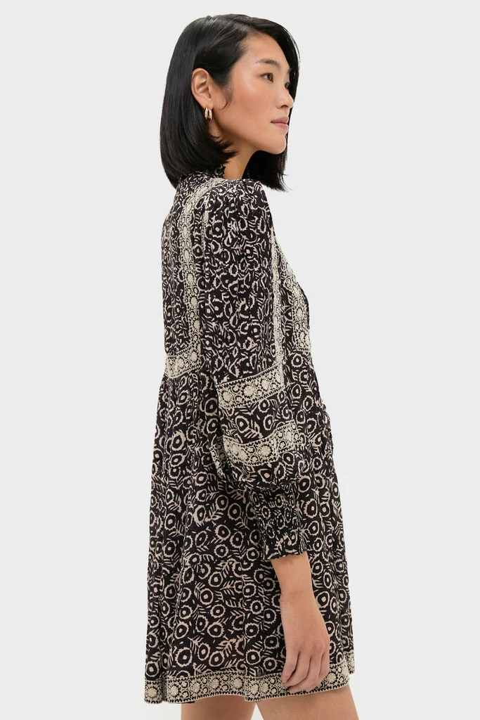 Multi Emmeline Print Long Sleeve Mini Tiered Dress - Image 3