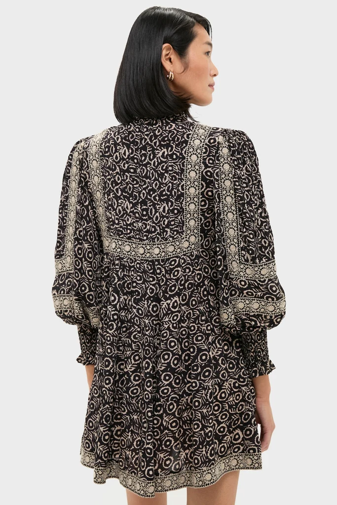 Multi Emmeline Print Long Sleeve Mini Tiered Dress - Image 4