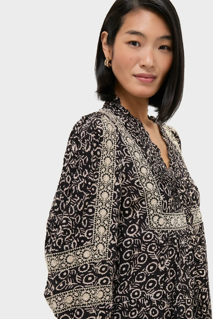 Multi Emmeline Print Long Sleeve Mini Tiered Dress - Image 5