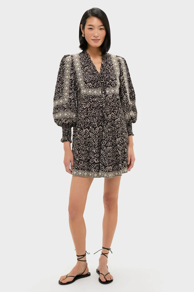 Multi Emmeline Print Long Sleeve Mini Tiered Dress - Image 6