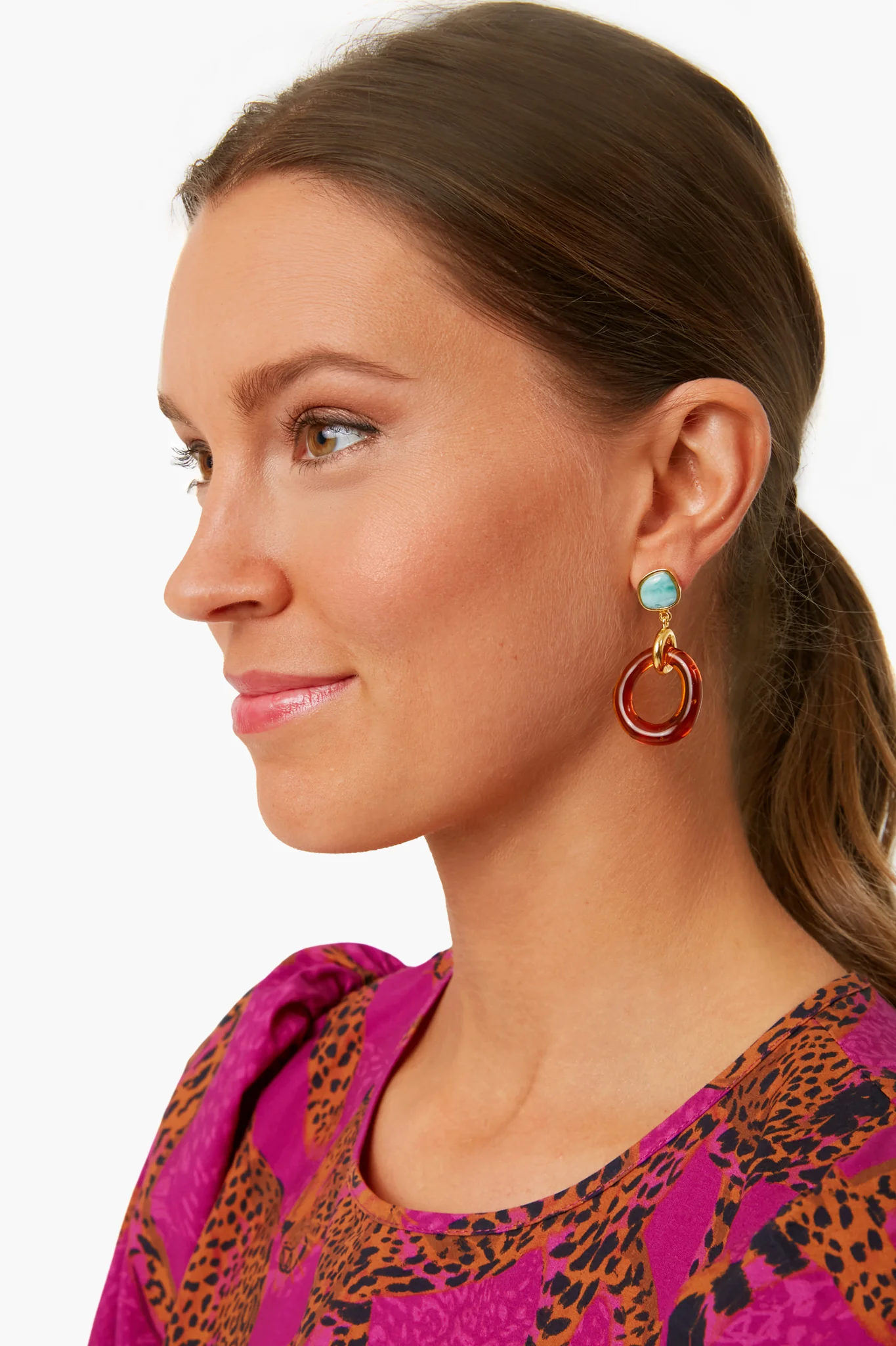 Multi Larimar Hoop Earrings - Image 3