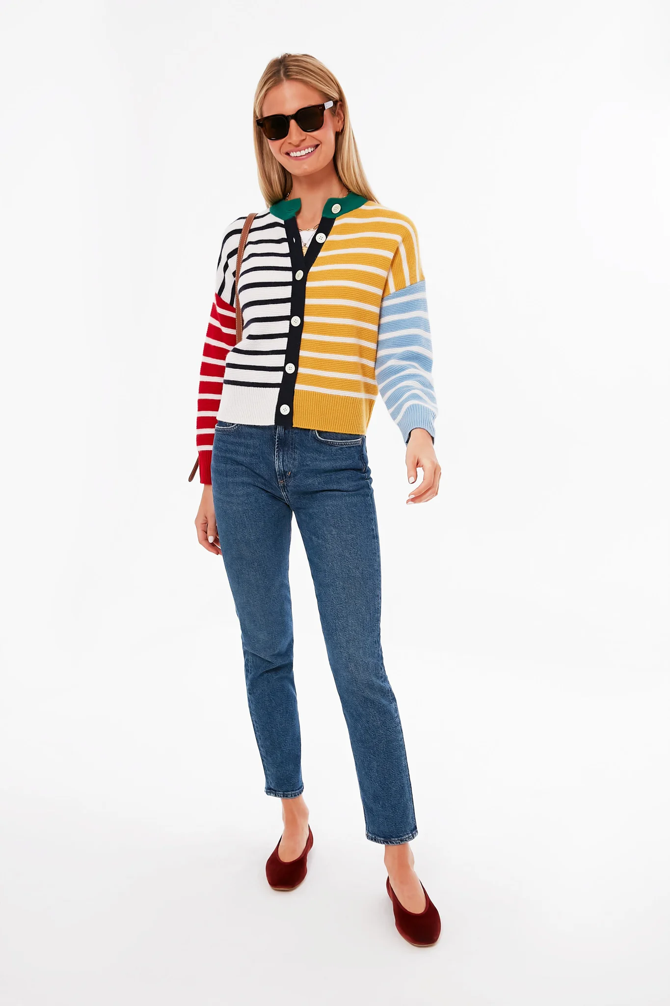 Multi Striped Color Block Cashmere Cardigan - Image 2