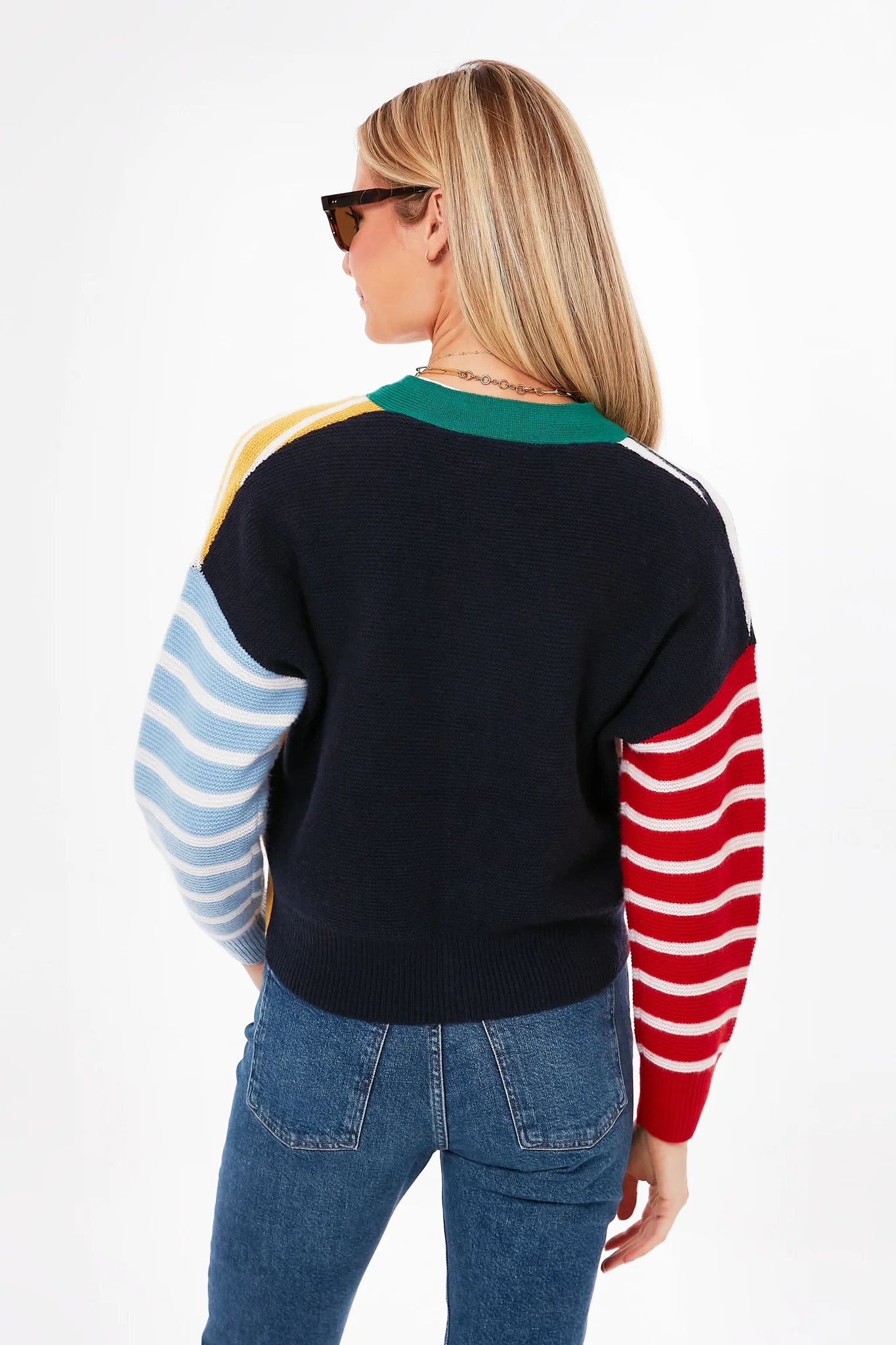 Multi Striped Color Block Cashmere Cardigan - Image 4