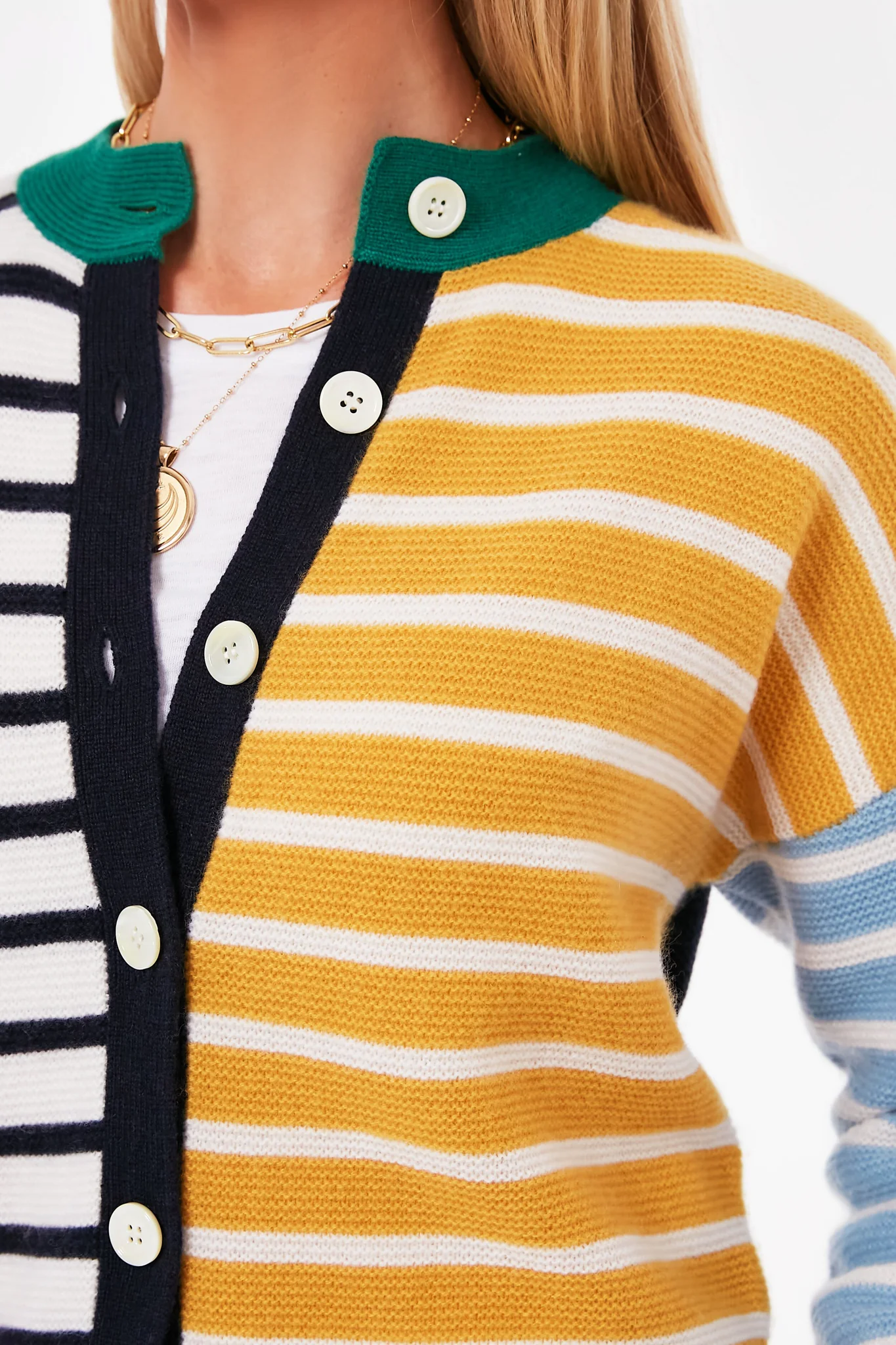 Multi Striped Color Block Cashmere Cardigan - Image 5