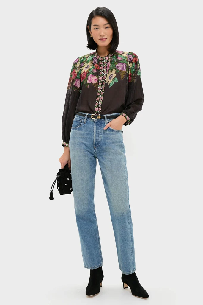 Multi Viktoria Print Long Sleeve Blouse - Image 2