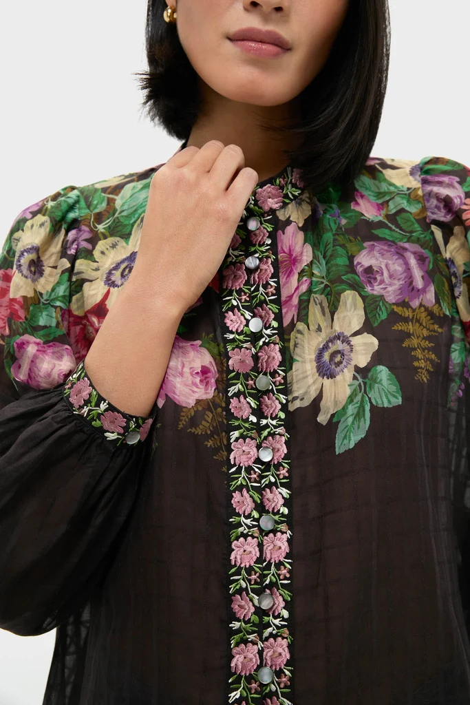 Multi Viktoria Print Long Sleeve Blouse - Image 5