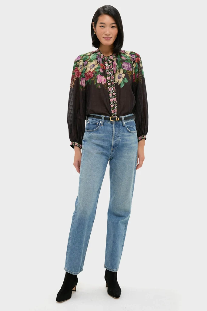 Multi Viktoria Print Long Sleeve Blouse - Image 6