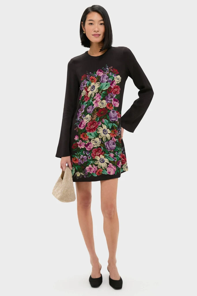 Multi Viktoria Print Long Sleeve Mini Dress - Image 2