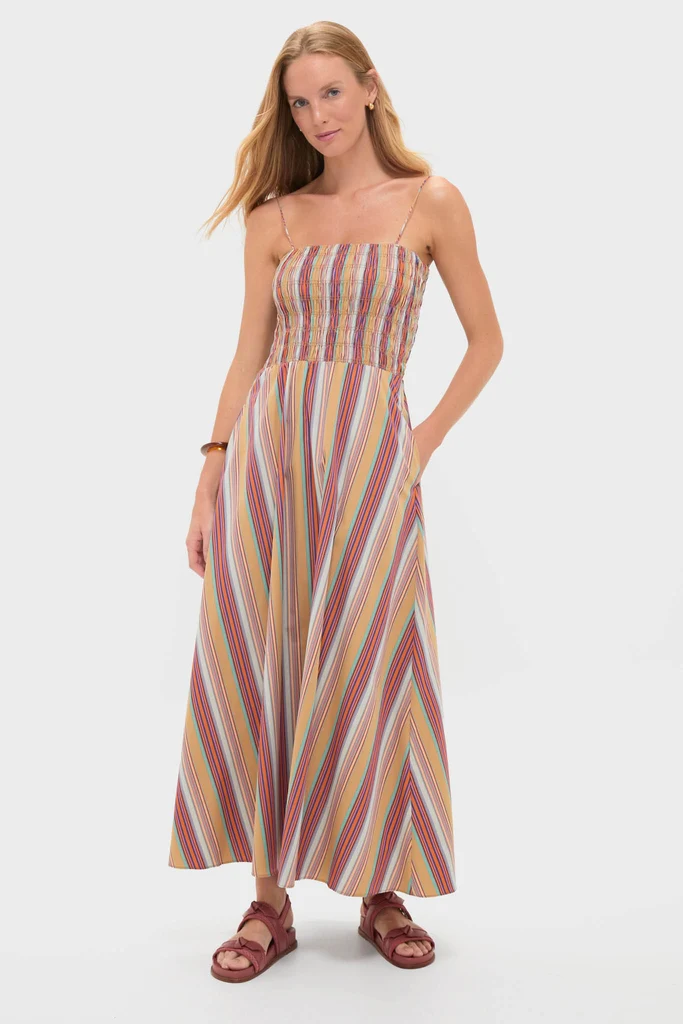 Mustard Agua Stripe Annikekn Maxi Dress