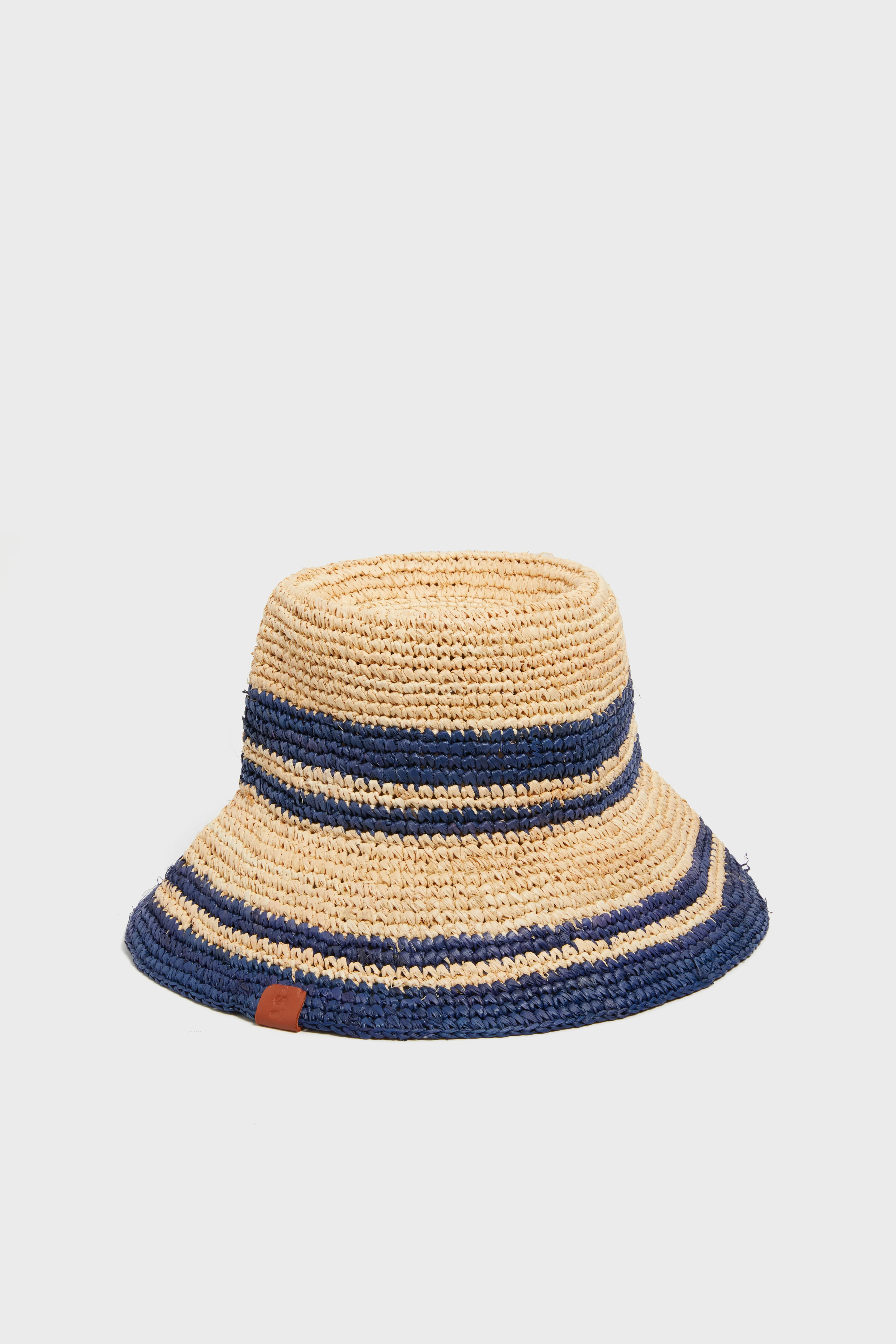 Natural and Navy Raffia Bucket Hat - Image 5