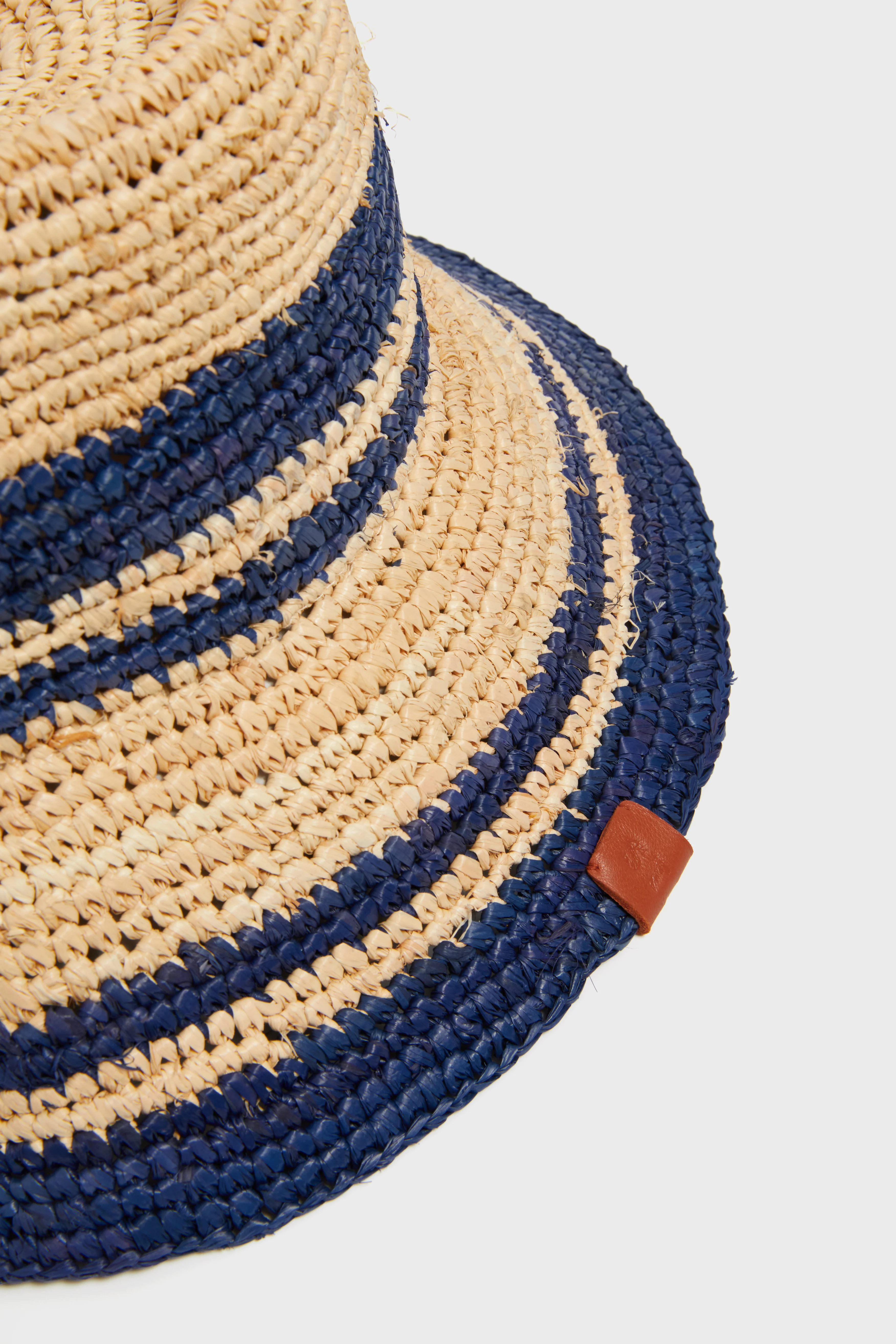 Natural and Navy Raffia Bucket Hat - Image 6