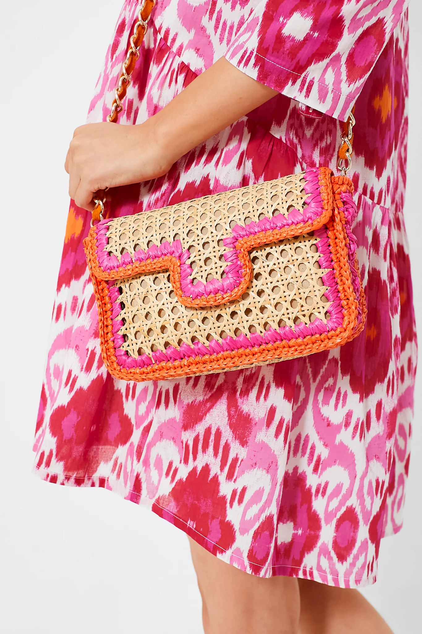 Natural and Pink Woven Crossbody - Image 2