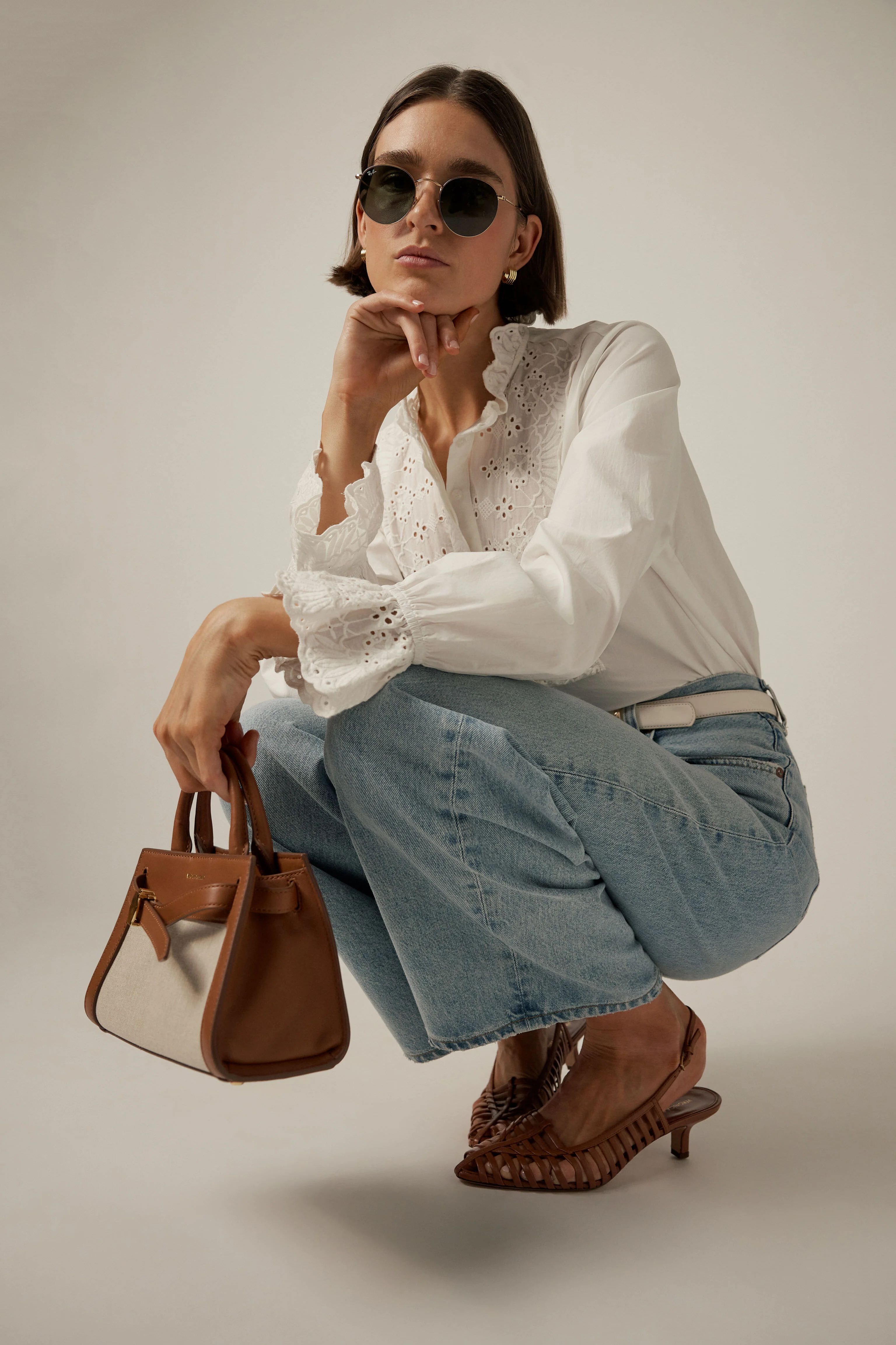 Natural Linen and Hazelwood Mini Veronica Beard Dash Bag - Image 2