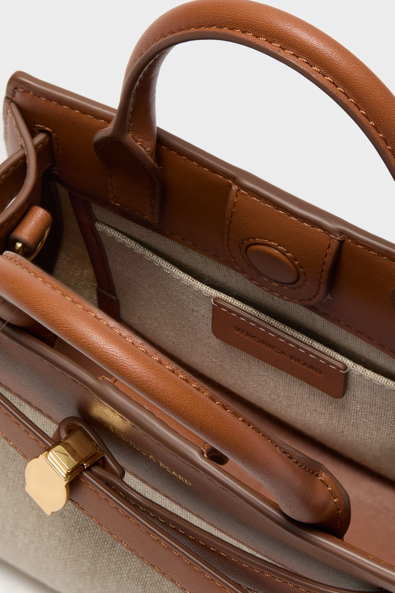 Natural Linen and Hazelwood Mini Veronica Beard Dash Bag - Image 6