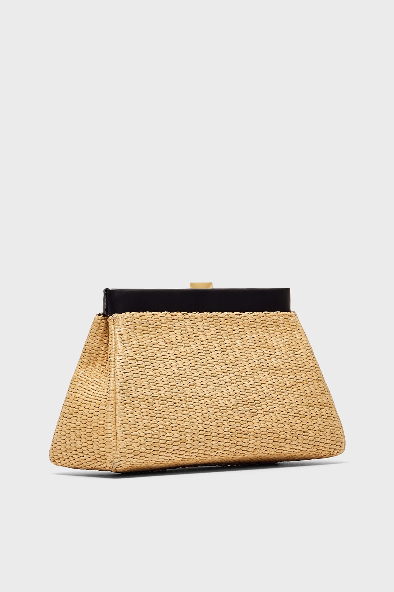Natural Raffia and Black Cannes Clutch - Image 4