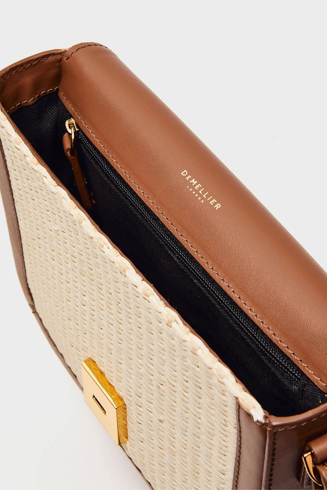 Natural Raffia and Tan Small Vancouver Crossbody - Image 5