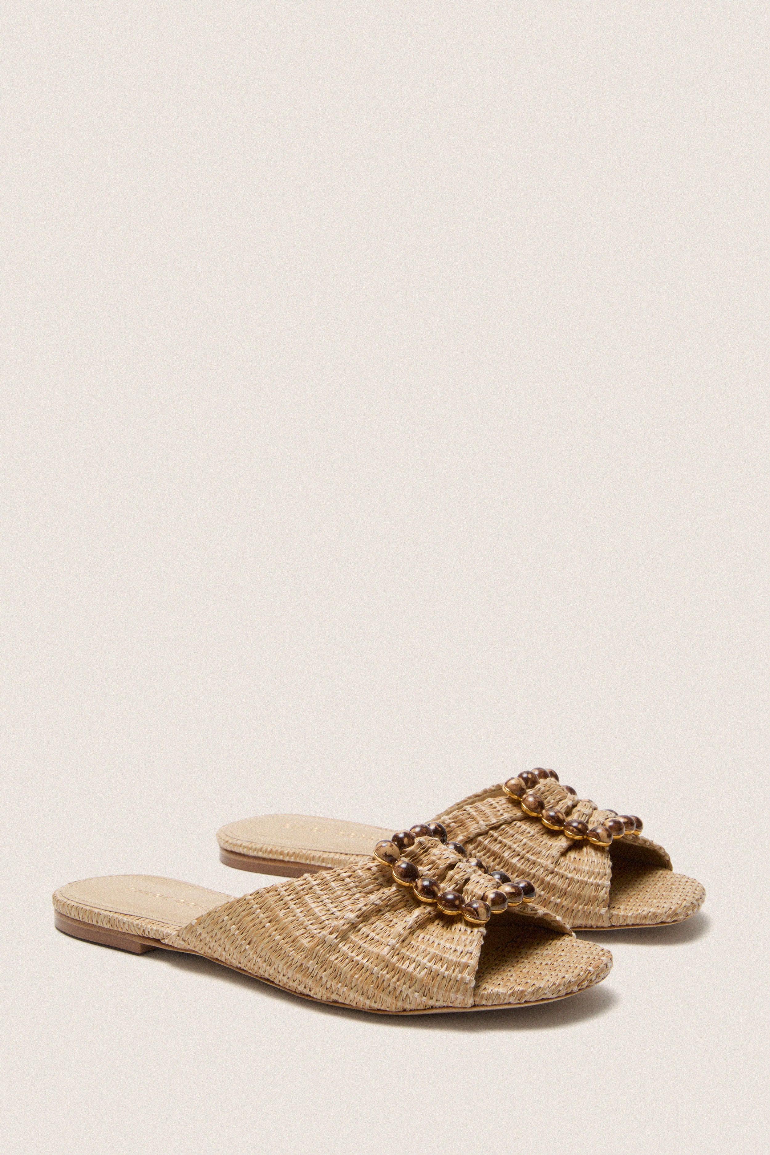 Larroude x Chloe Gosselin Natural Raffia Nova Flat Sandals - Image 4