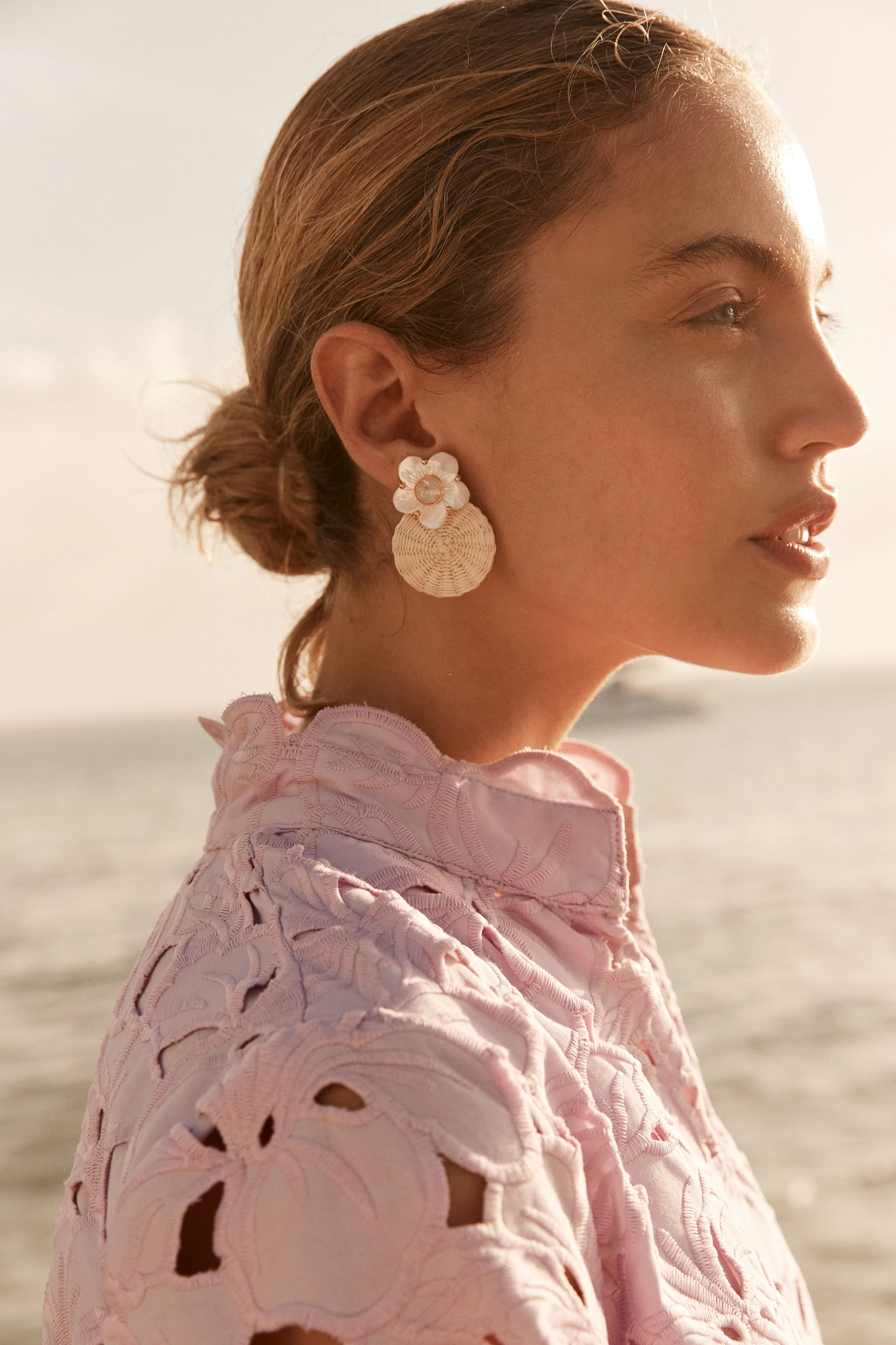 Natural Shell Garden Iraca Studs - Image 2