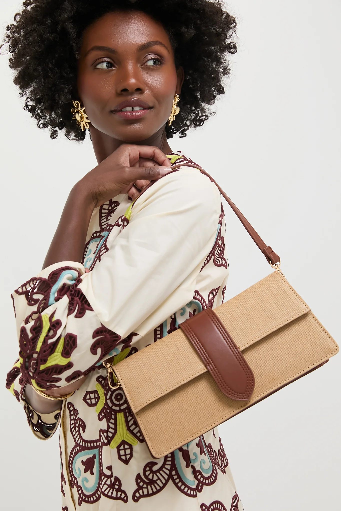 Natural Tan Violet Straw Crossbody - Image 2