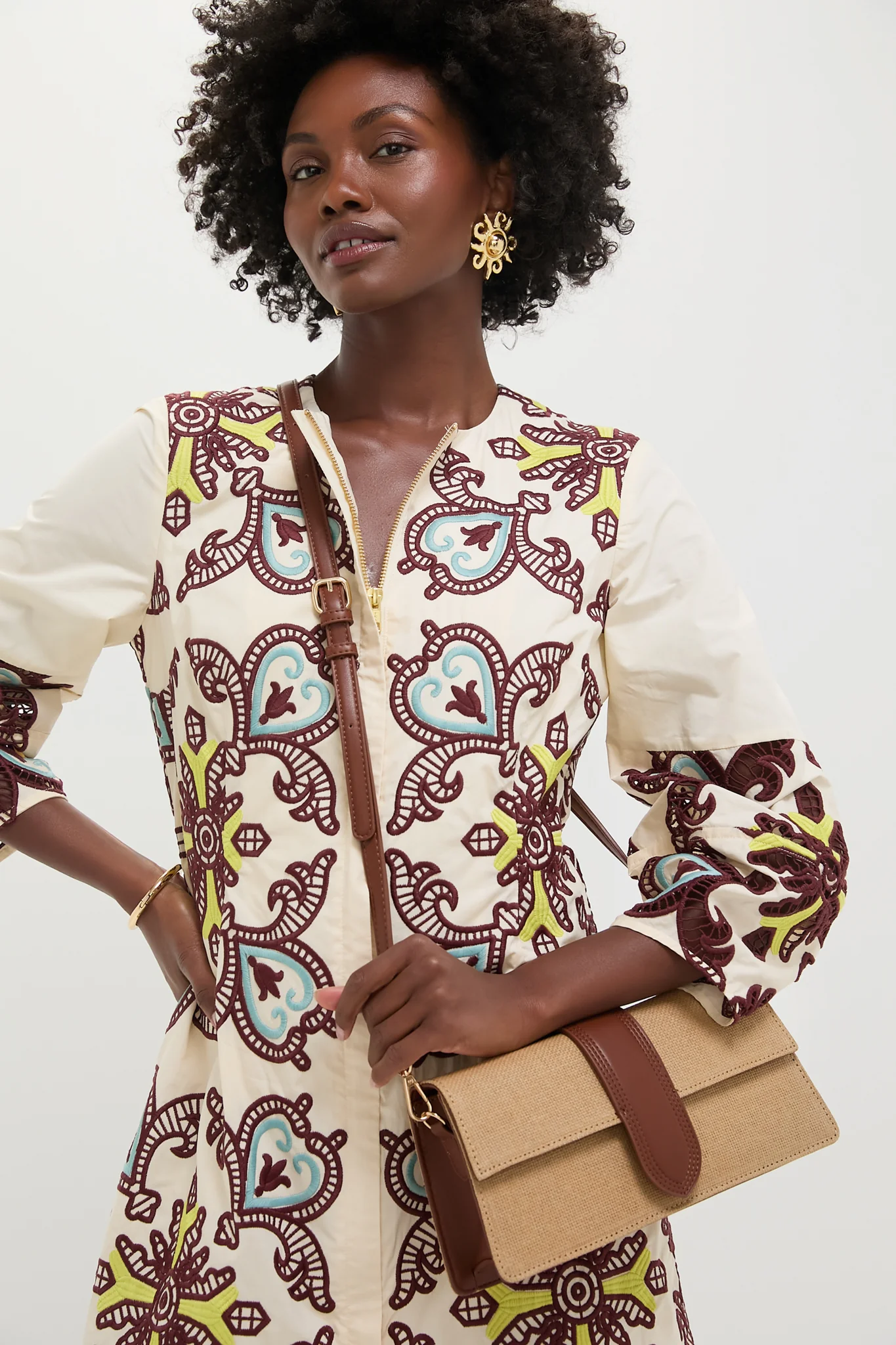 Natural Tan Violet Straw Crossbody - Image 3