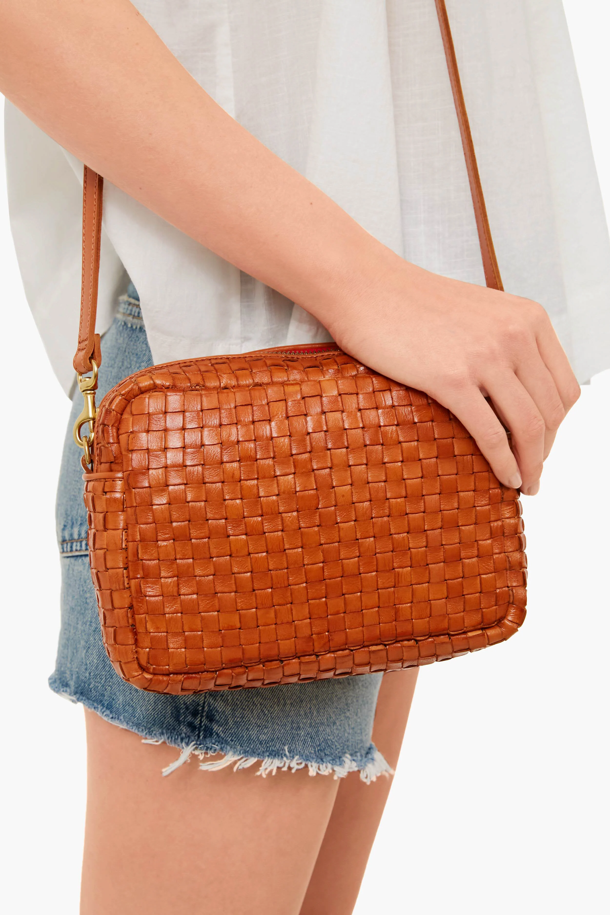 Natural Woven Checker Midi Sac - Image 2