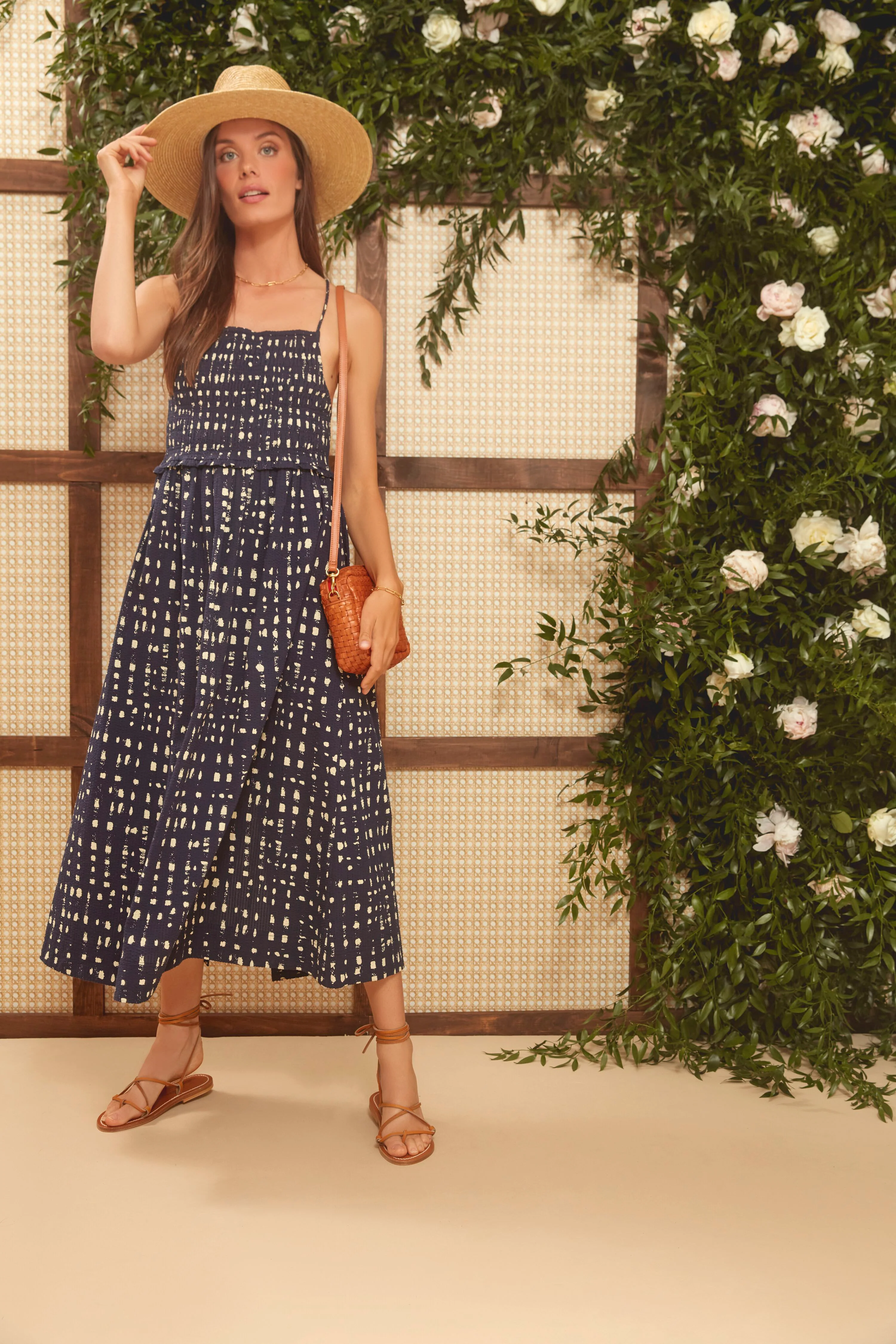 Natural Woven Checker Midi Sac - Image 3