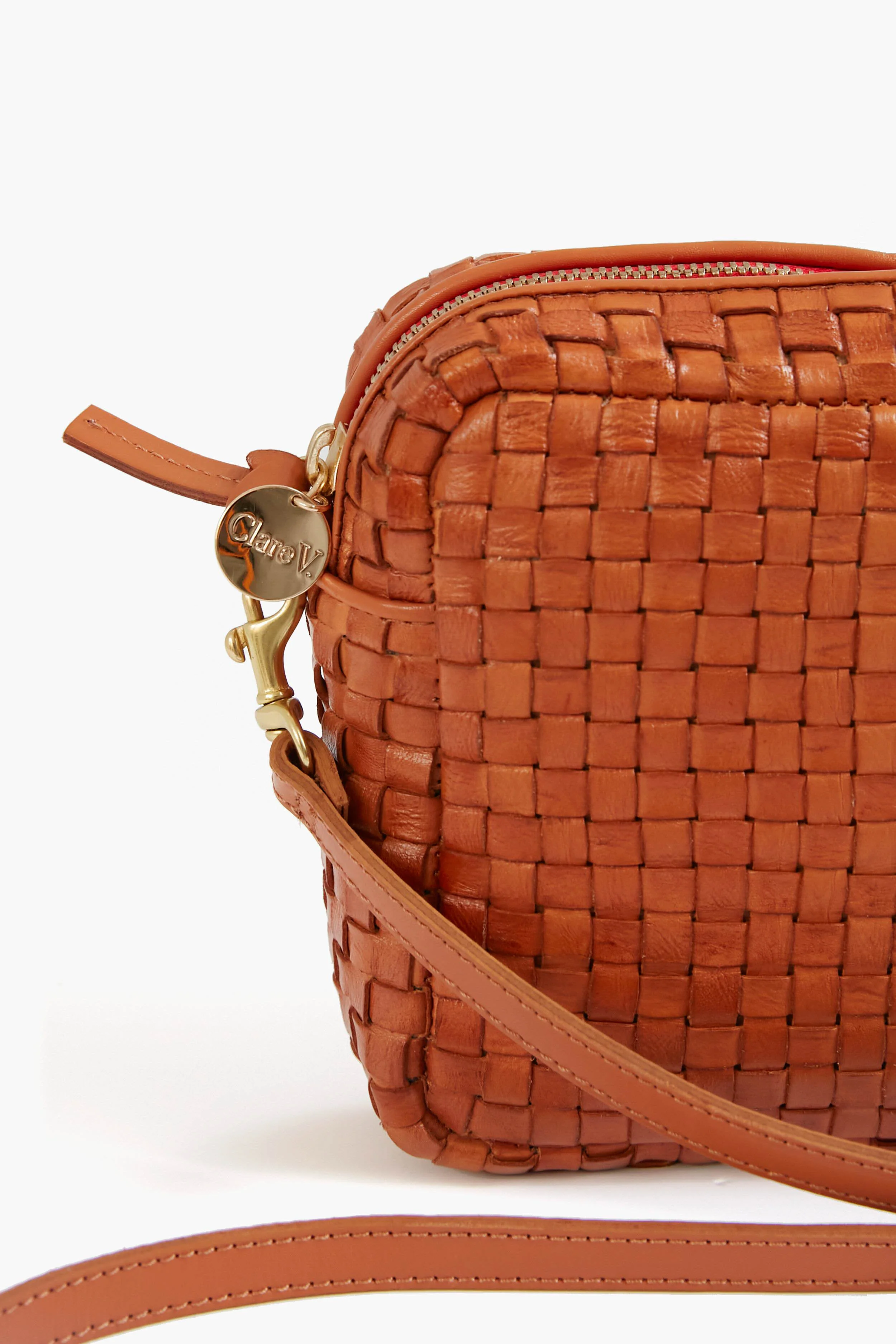 Natural Woven Checker Midi Sac - Image 7