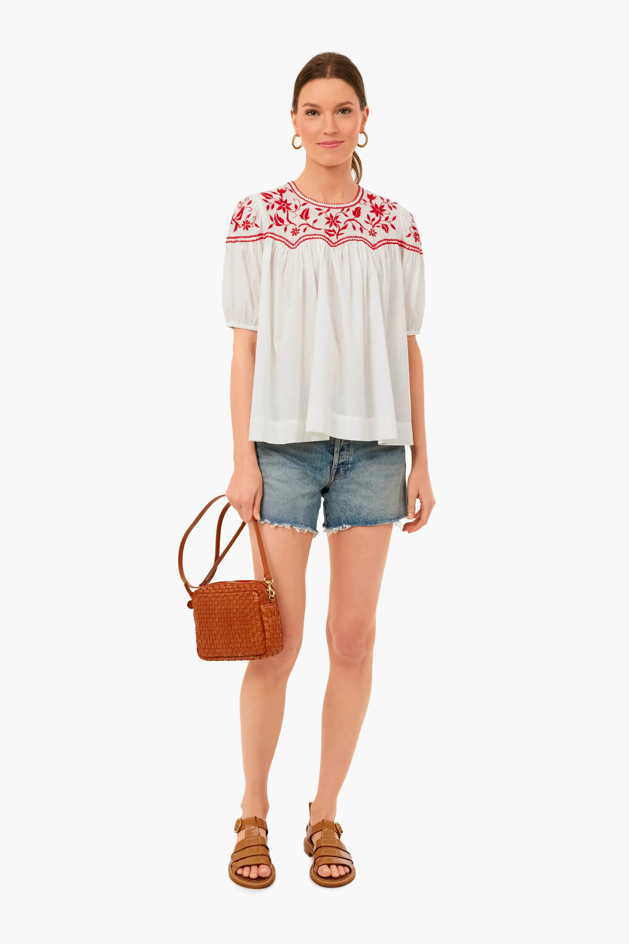 Natural Woven Checker Midi Sac - Image 9