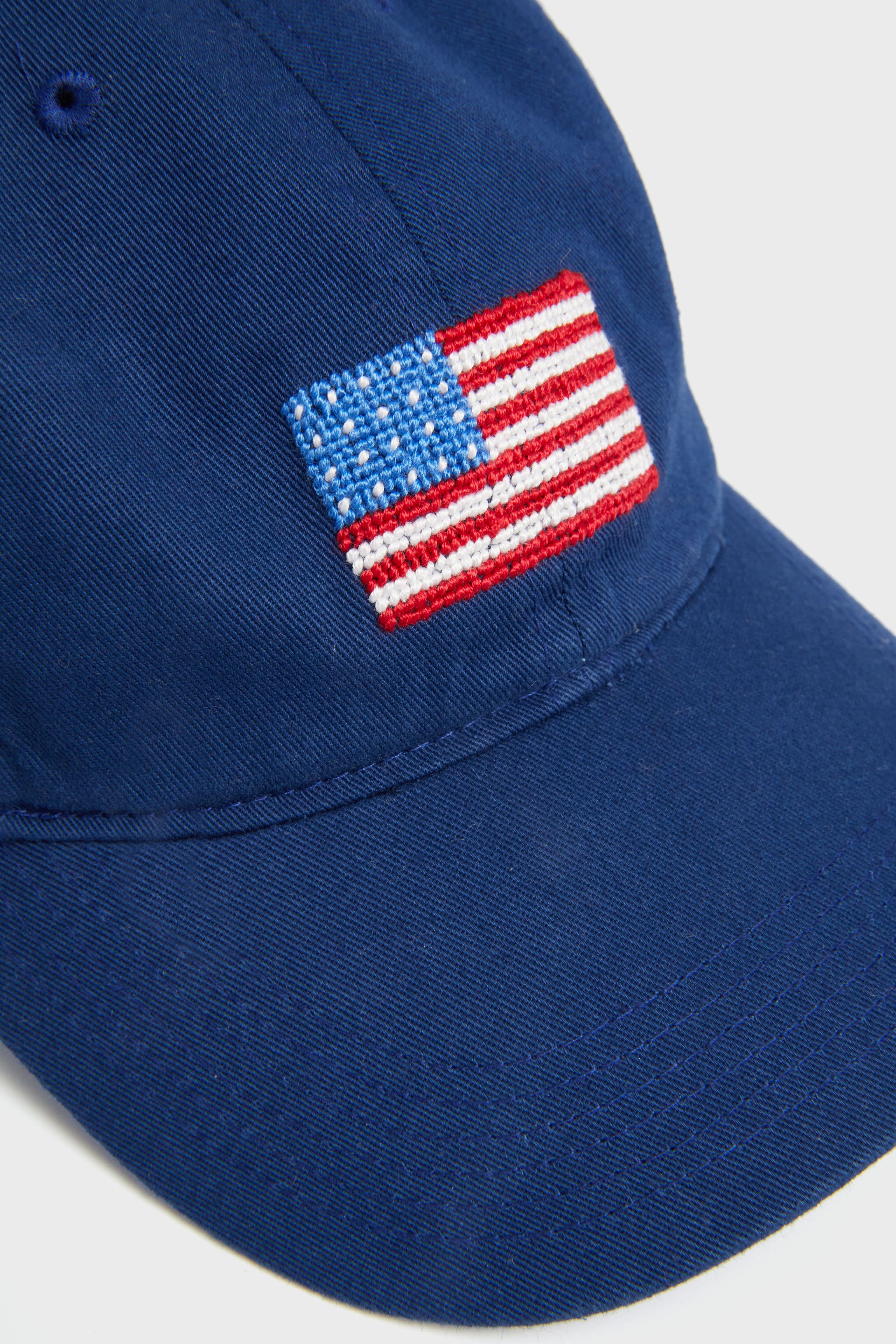 Navy American Flag Needlepoint Children's Hat - Image 3