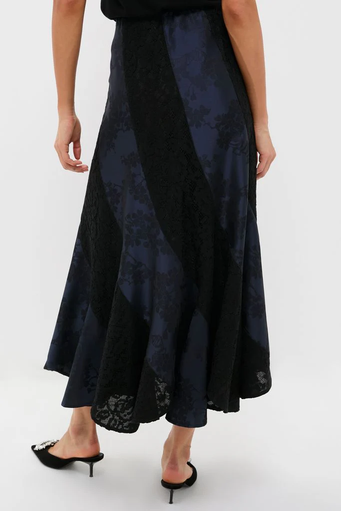 Navy Jacquard and Black Lace Mallory Skirt - Image 4