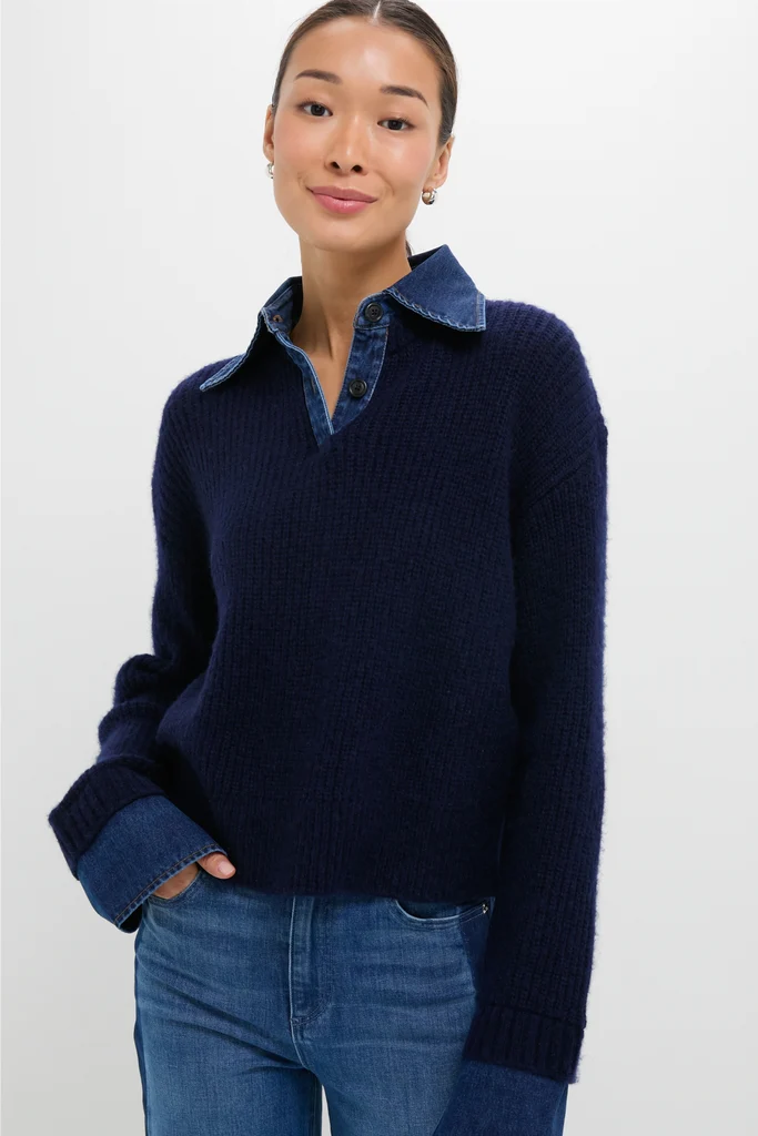 Navy and Denim Harvey Sweater