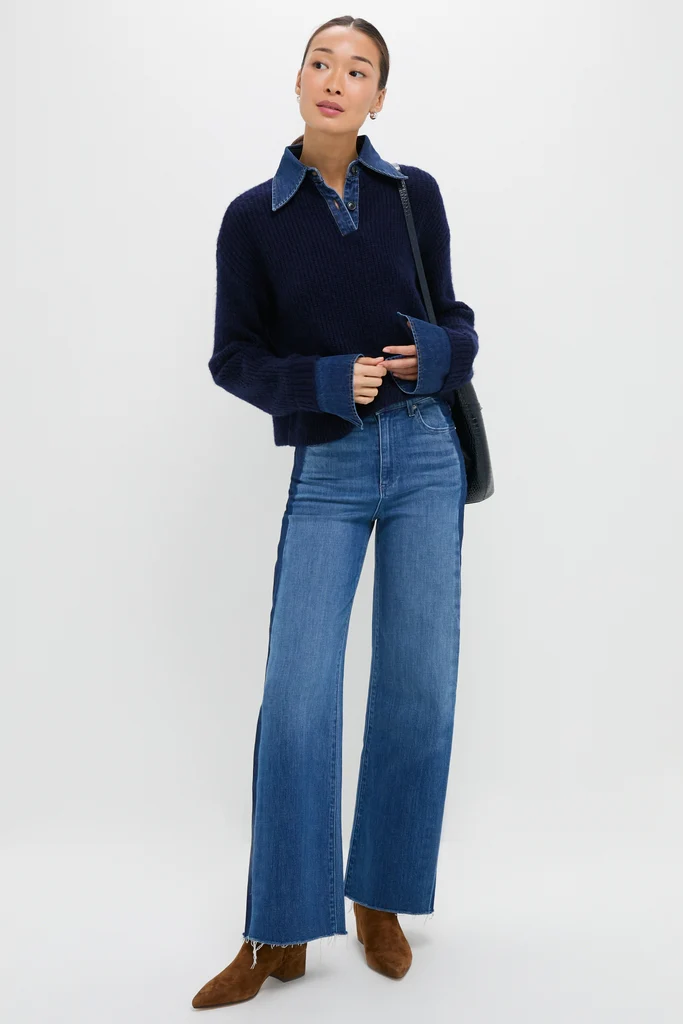 Navy and Denim Harvey Sweater - Image 2