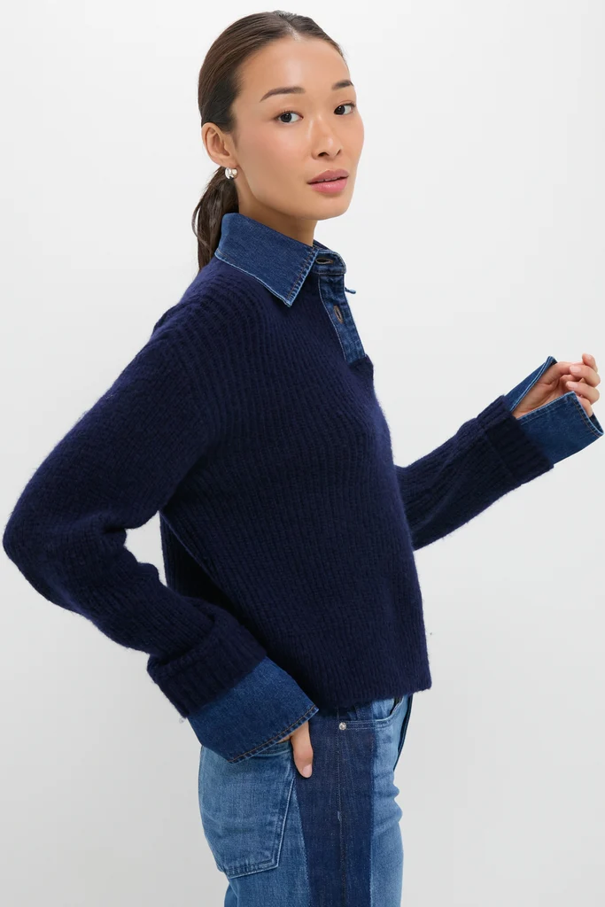 Navy and Denim Harvey Sweater - Image 3