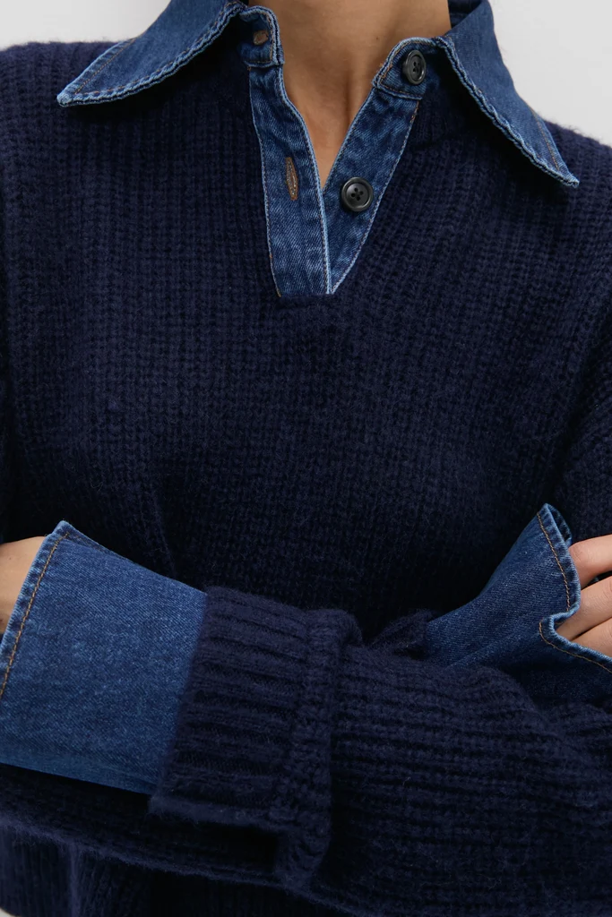 Navy and Denim Harvey Sweater - Image 5