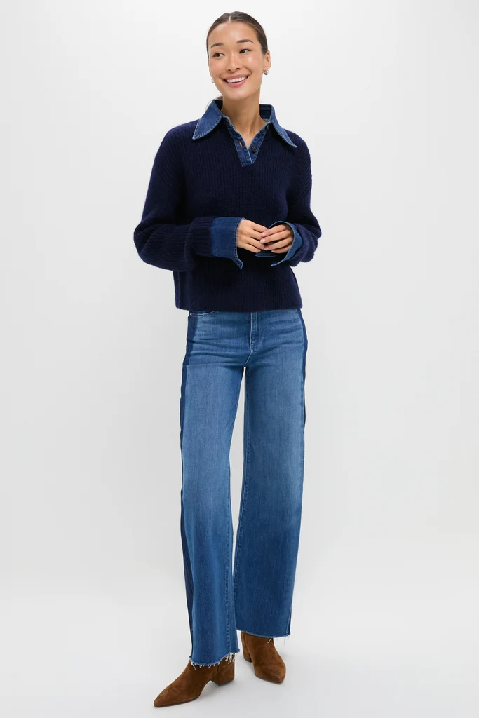 Navy and Denim Harvey Sweater - Image 6