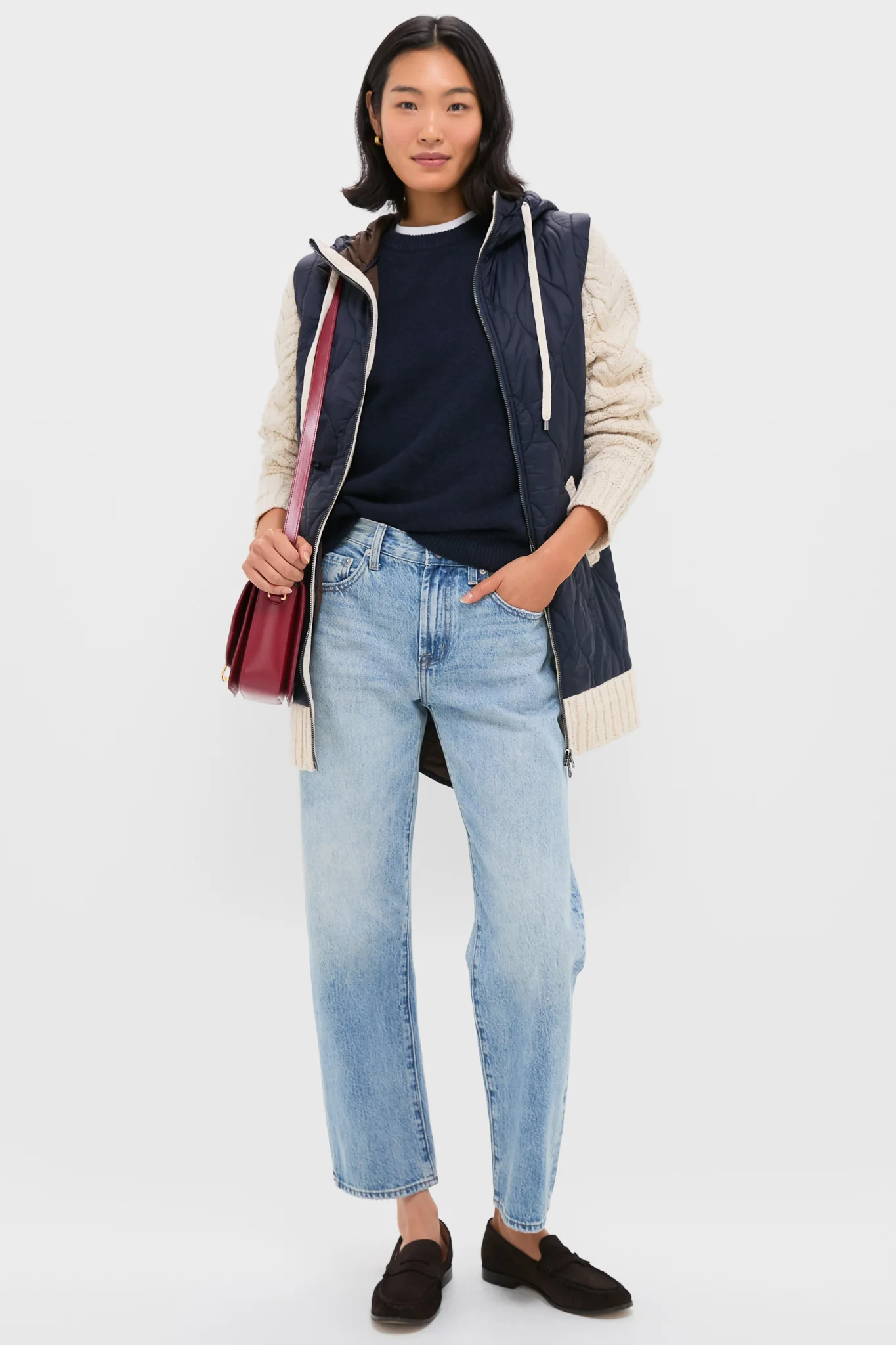 Navy and Heathered Sand Barrows Mixed Media Jacket - Image 2