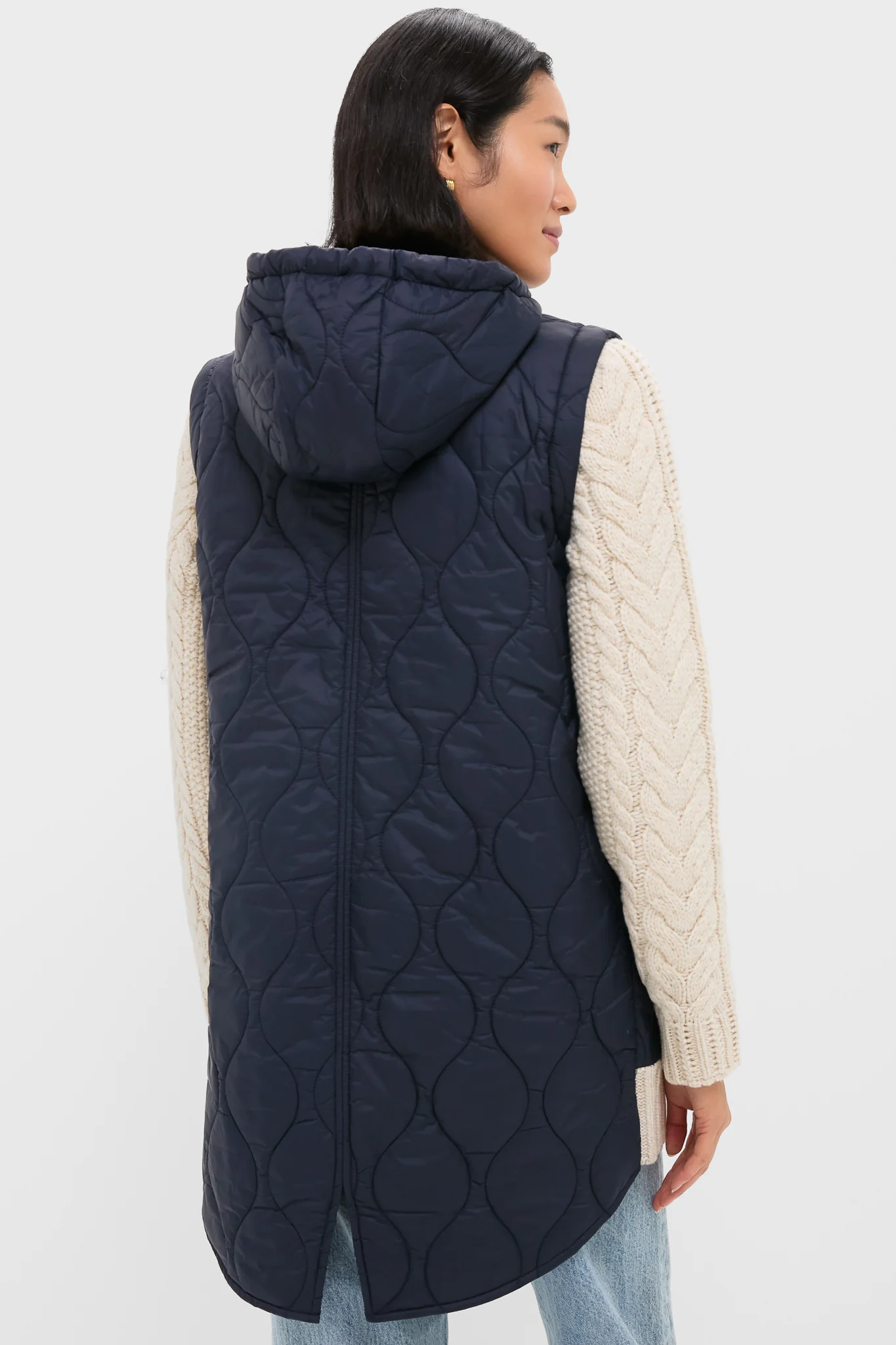 Navy and Heathered Sand Barrows Mixed Media Jacket - Image 4