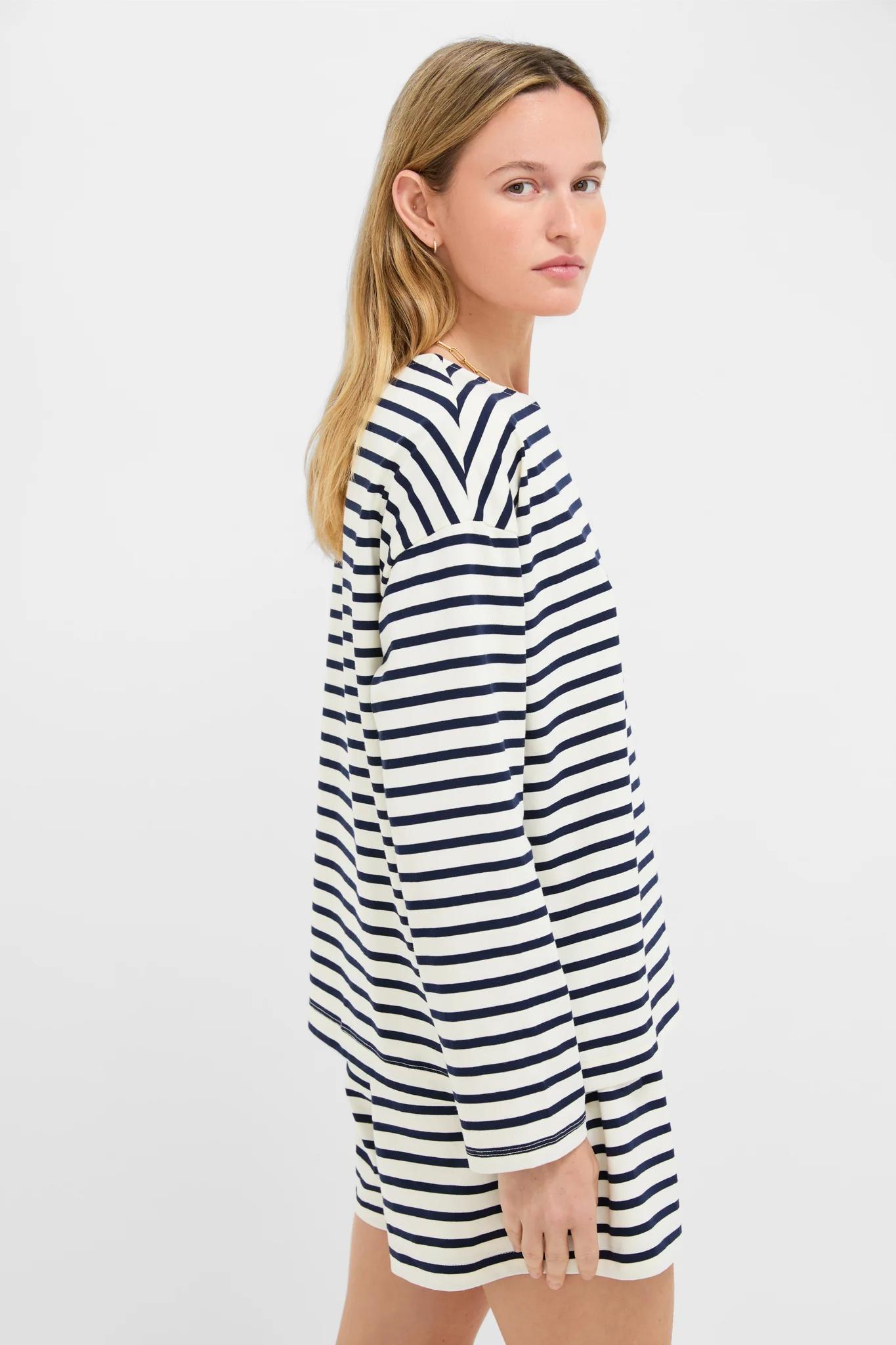 Navy and Ivory Stripe Knit Odie Tee - Image 3