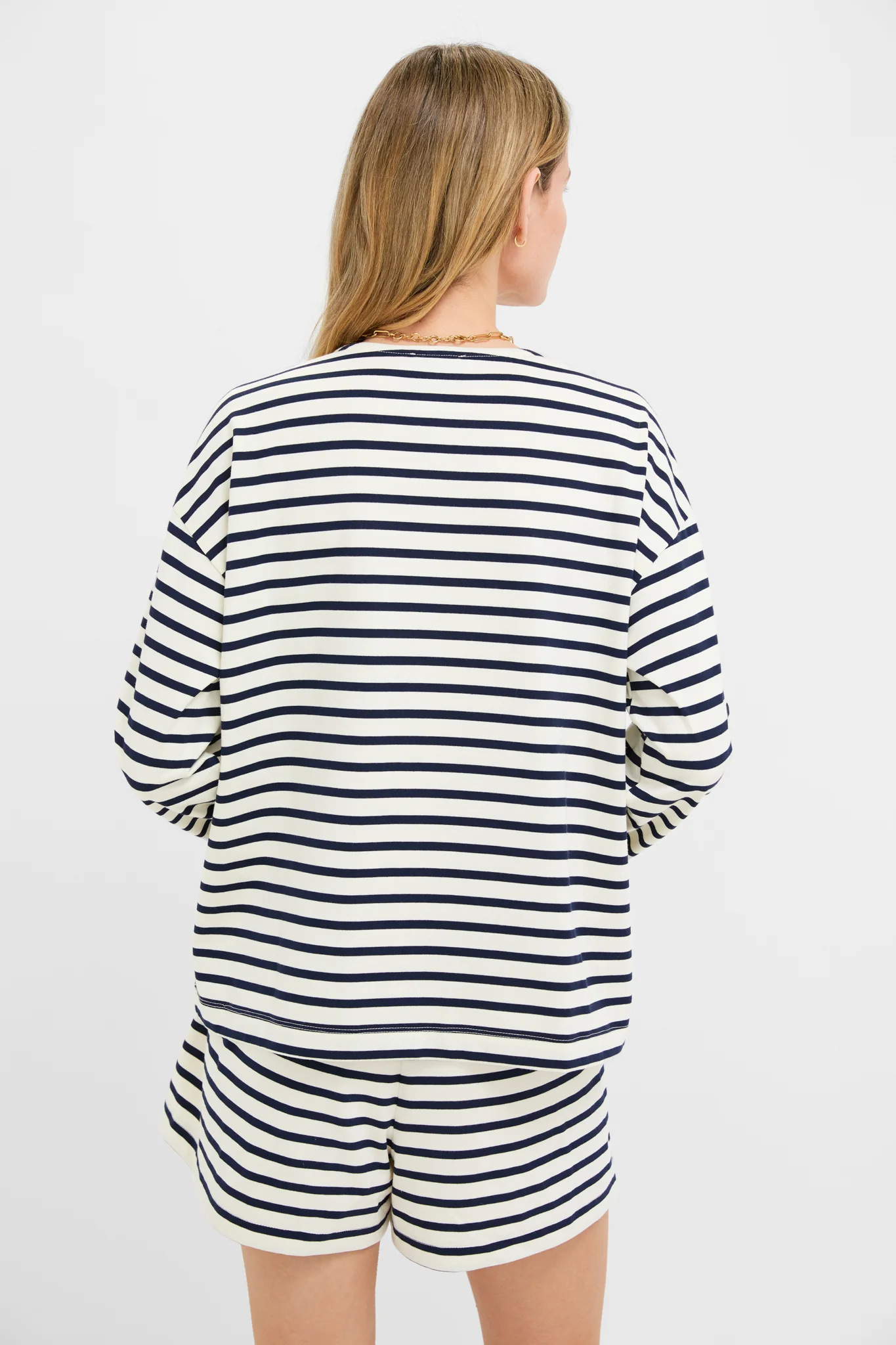 Navy and Ivory Stripe Knit Odie Tee - Image 4