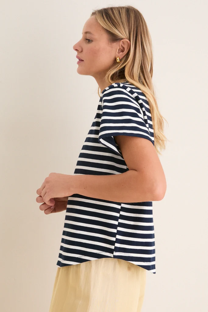 Navy and Ivory Stripe Parker Classic Tee - Image 3