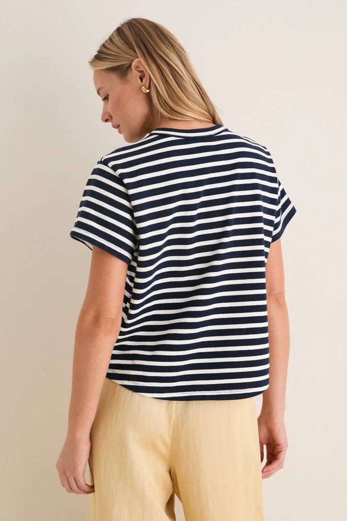 Navy and Ivory Stripe Parker Classic Tee - Image 4