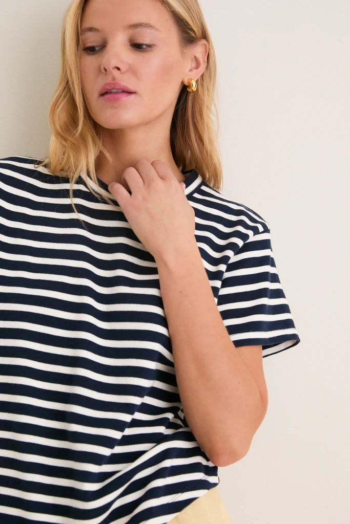 Navy and Ivory Stripe Parker Classic Tee - Image 5