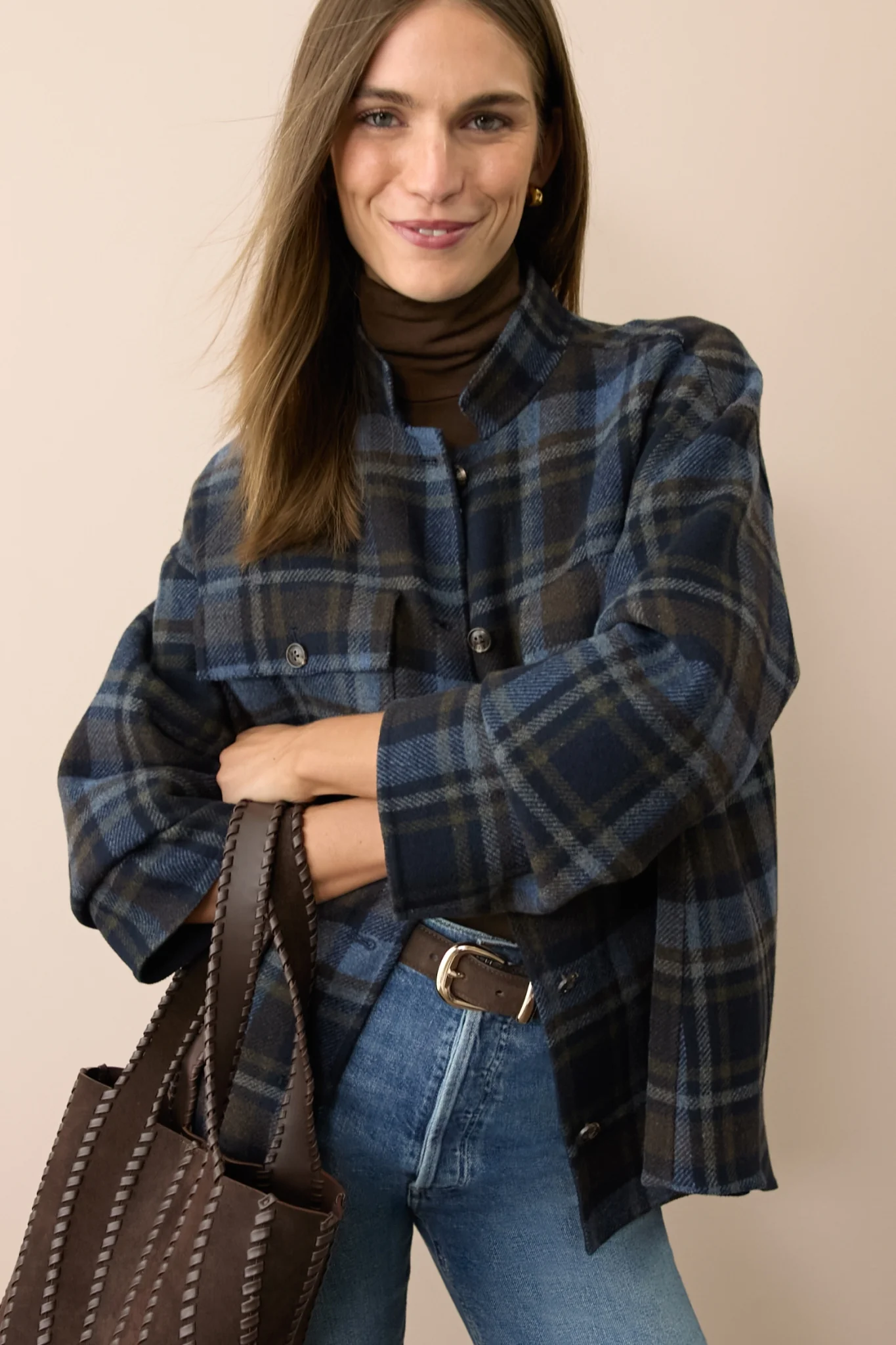 Navy and Plaid Reversible Bonnie Jacket - Image 2