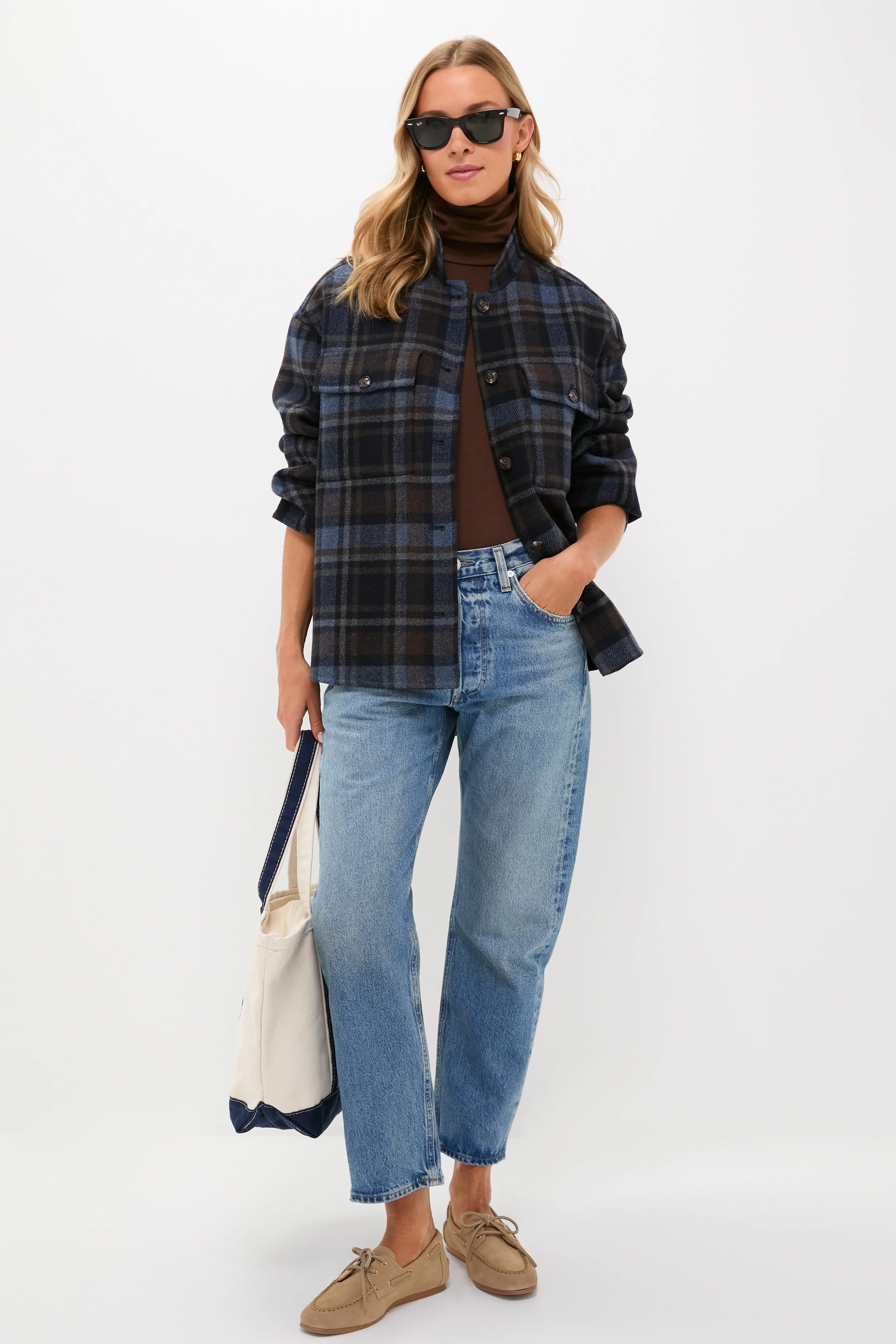 Navy and Plaid Reversible Bonnie Jacket - Image 4