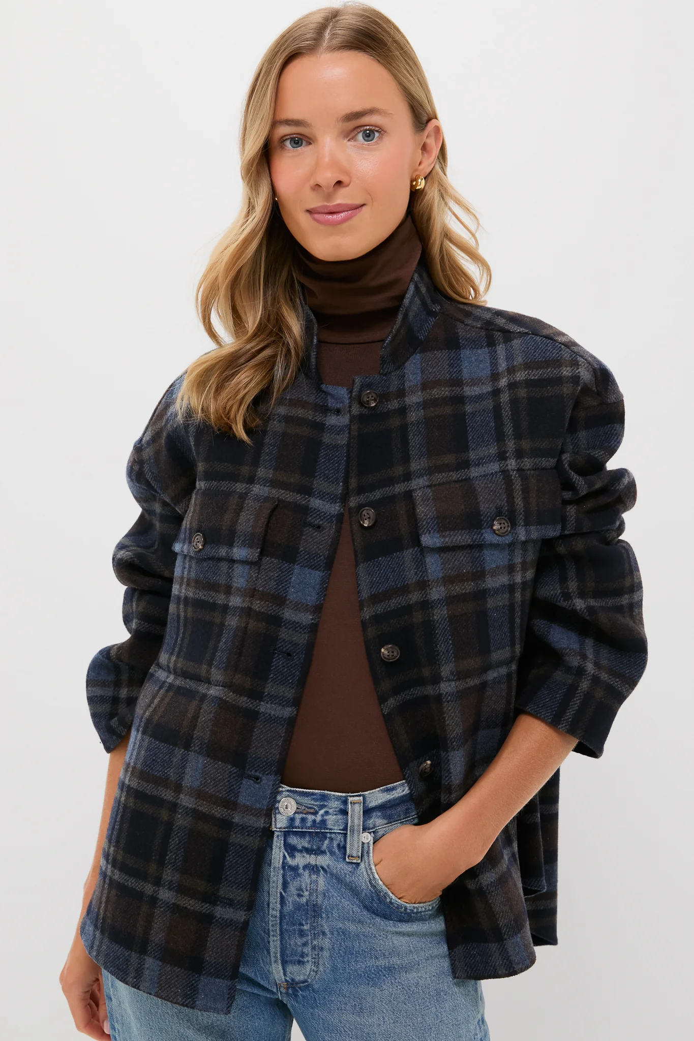 Navy and Plaid Reversible Bonnie Jacket - Image 5