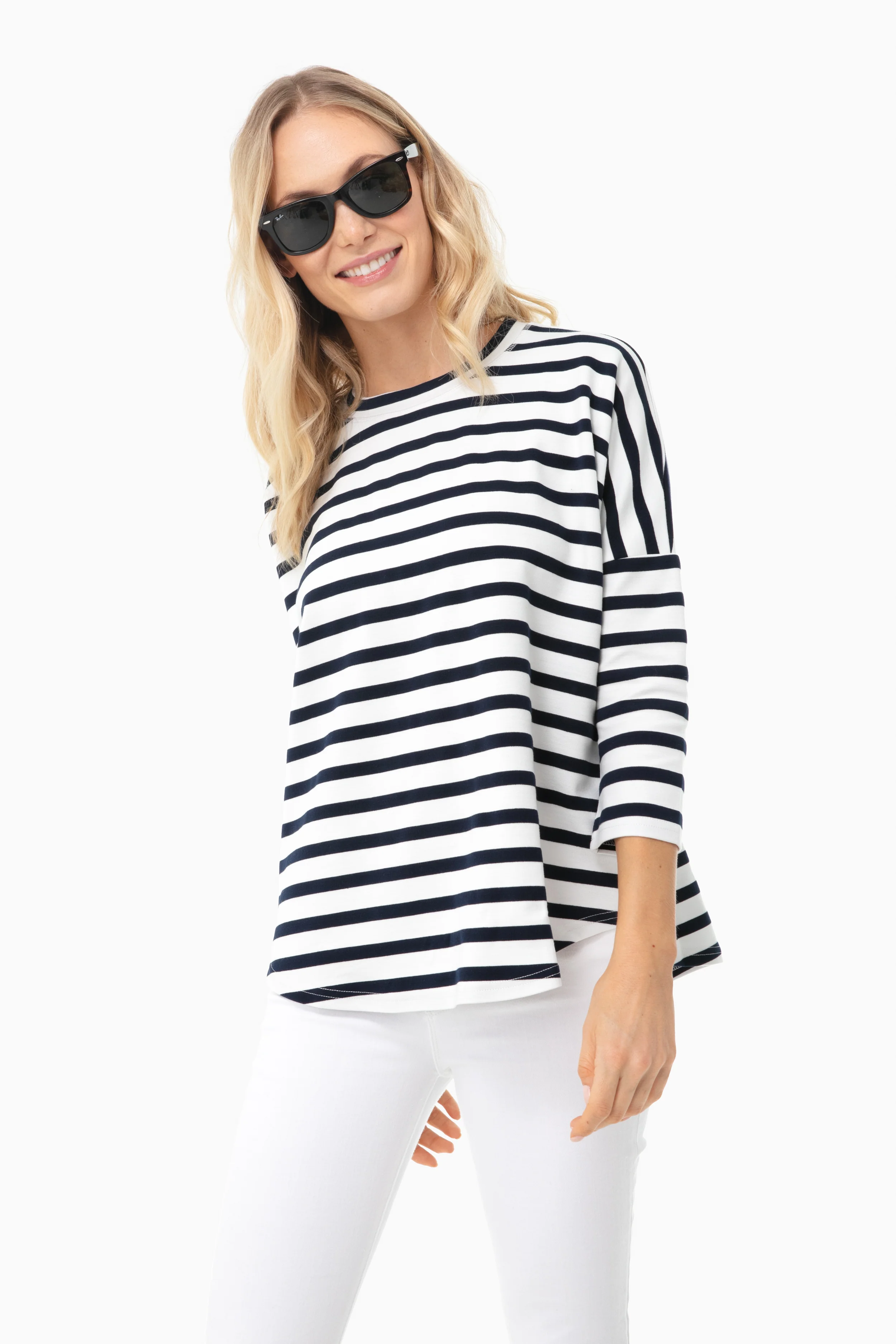 Navy and White Swing Sweatshirt
