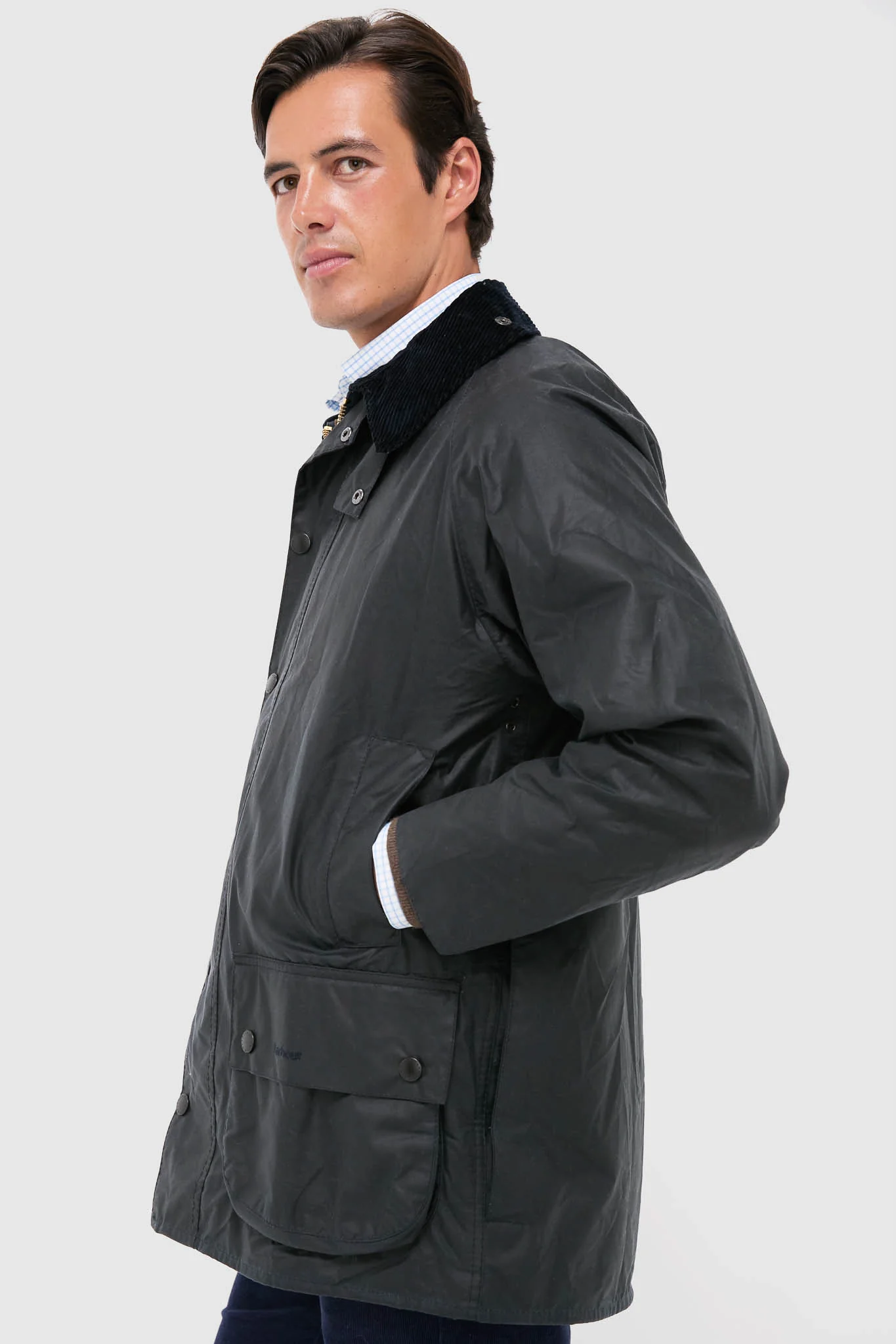 Men's Navy Beaufort Wax Jacket - Image 6