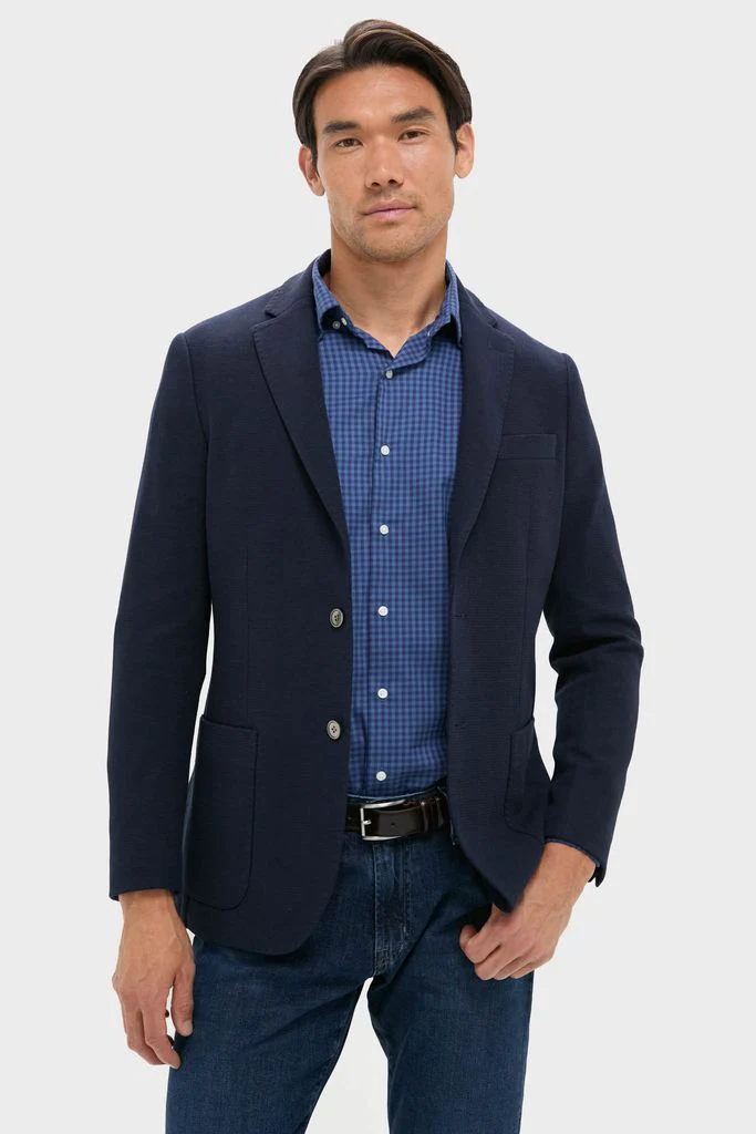 Navy Blue Knit Travel Blazer - Image 2